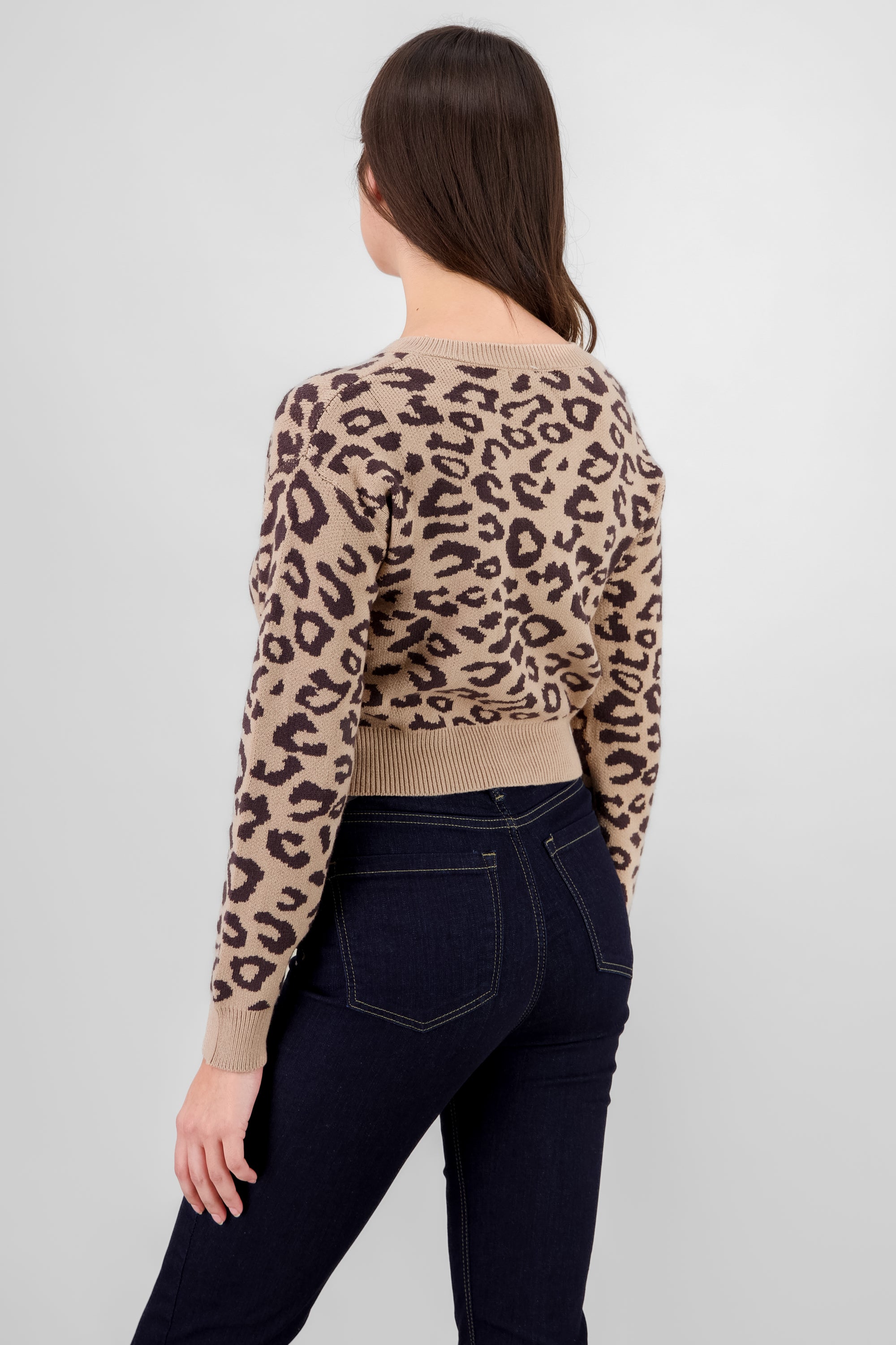 Leopard Knit Cardigan BROWN COMBO