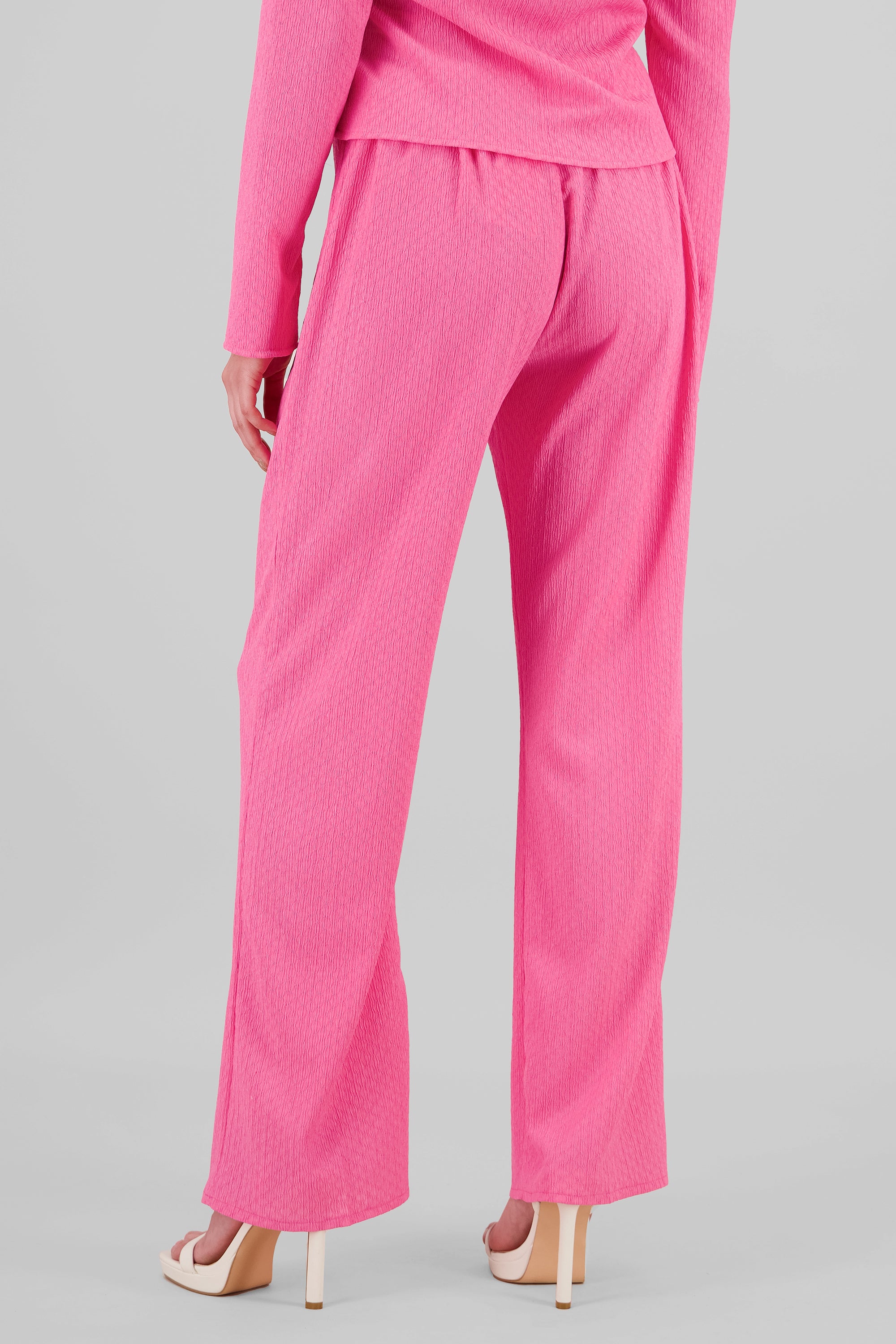 Textured Elastic Pants PINK