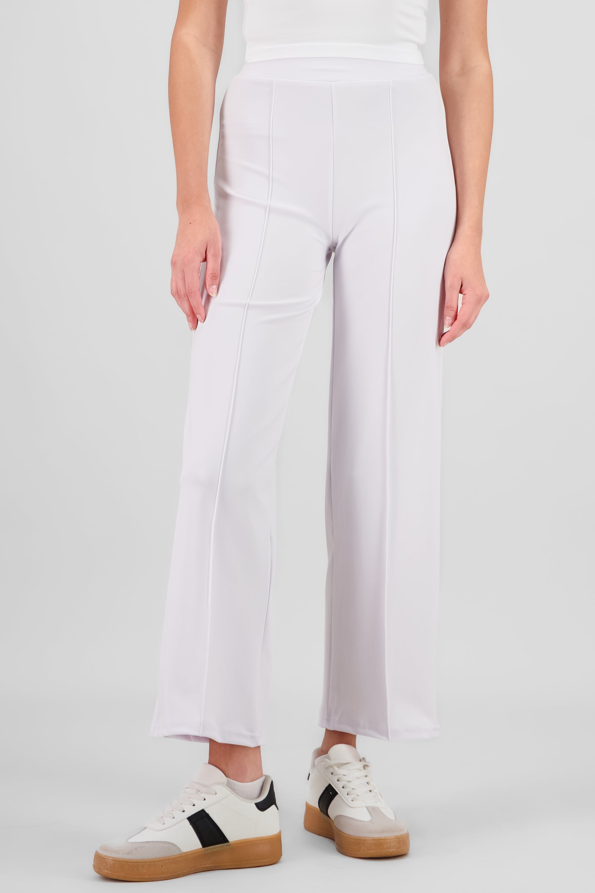 Straight Pants with Seams WHITE