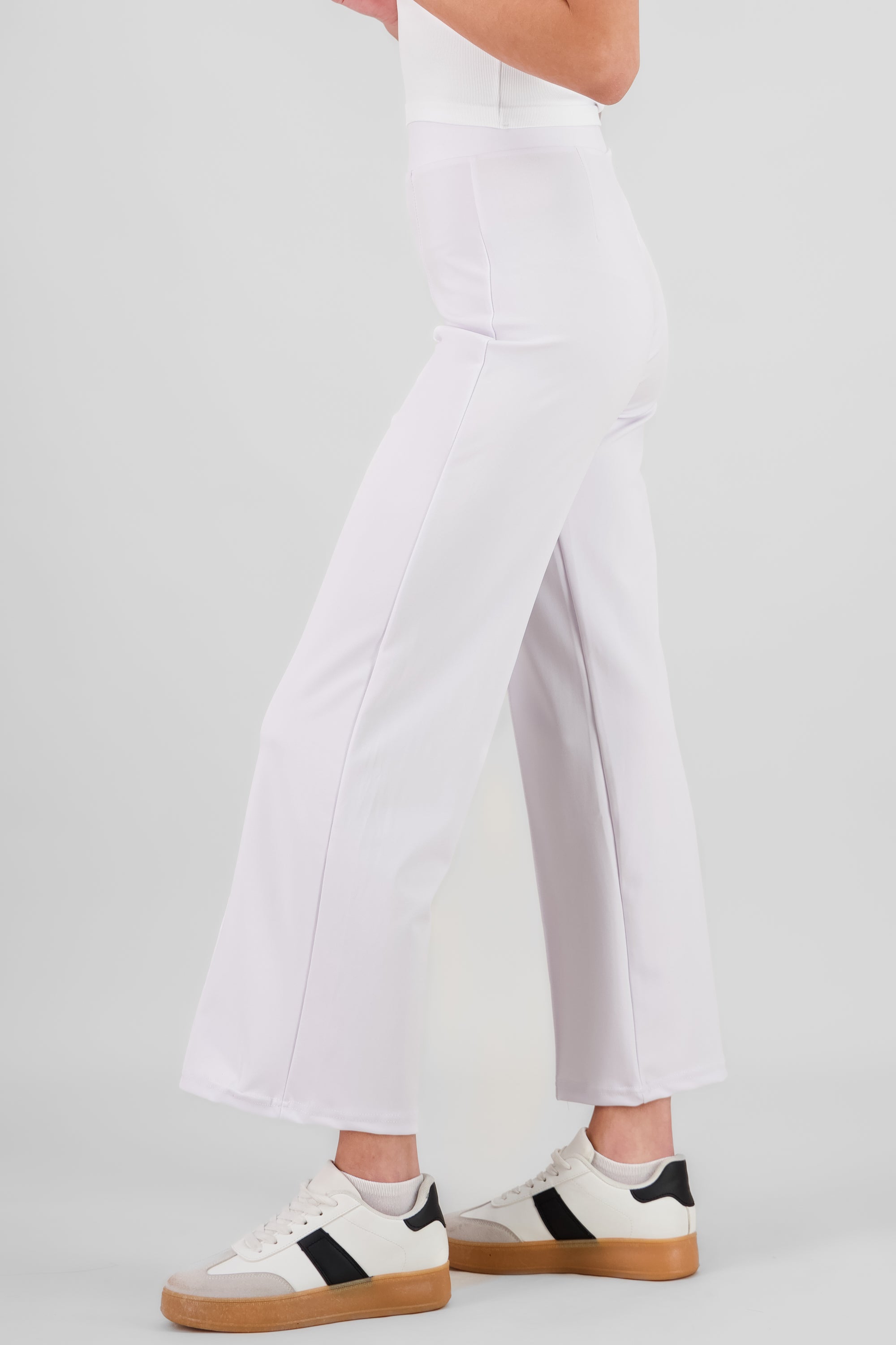 Straight Pants with Seams WHITE