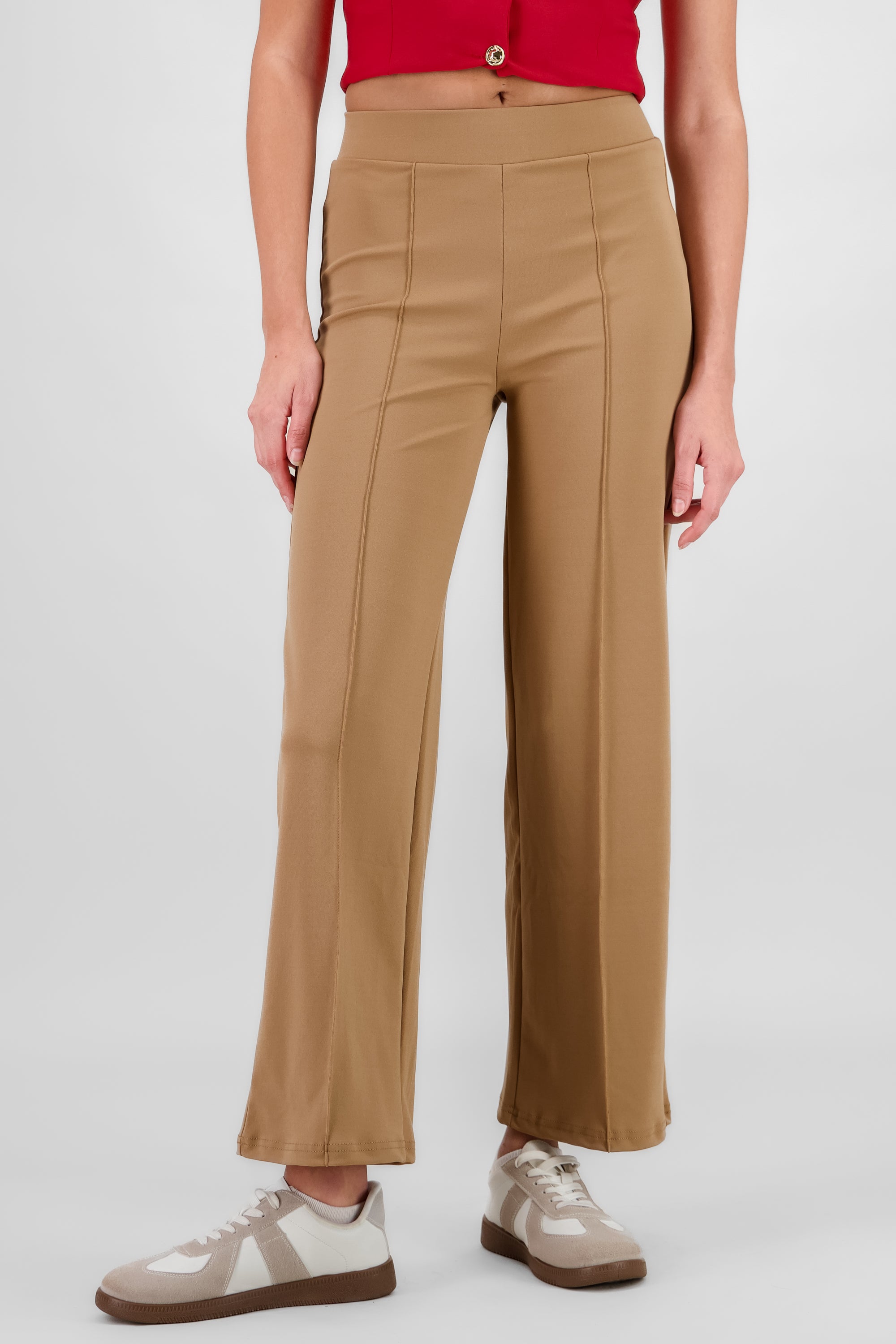 Straight Pants with Seams CAMEL