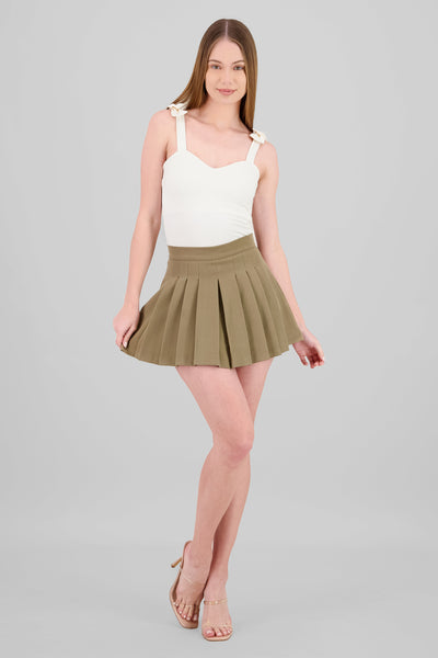 Pleated Mini Skirt OLIVE