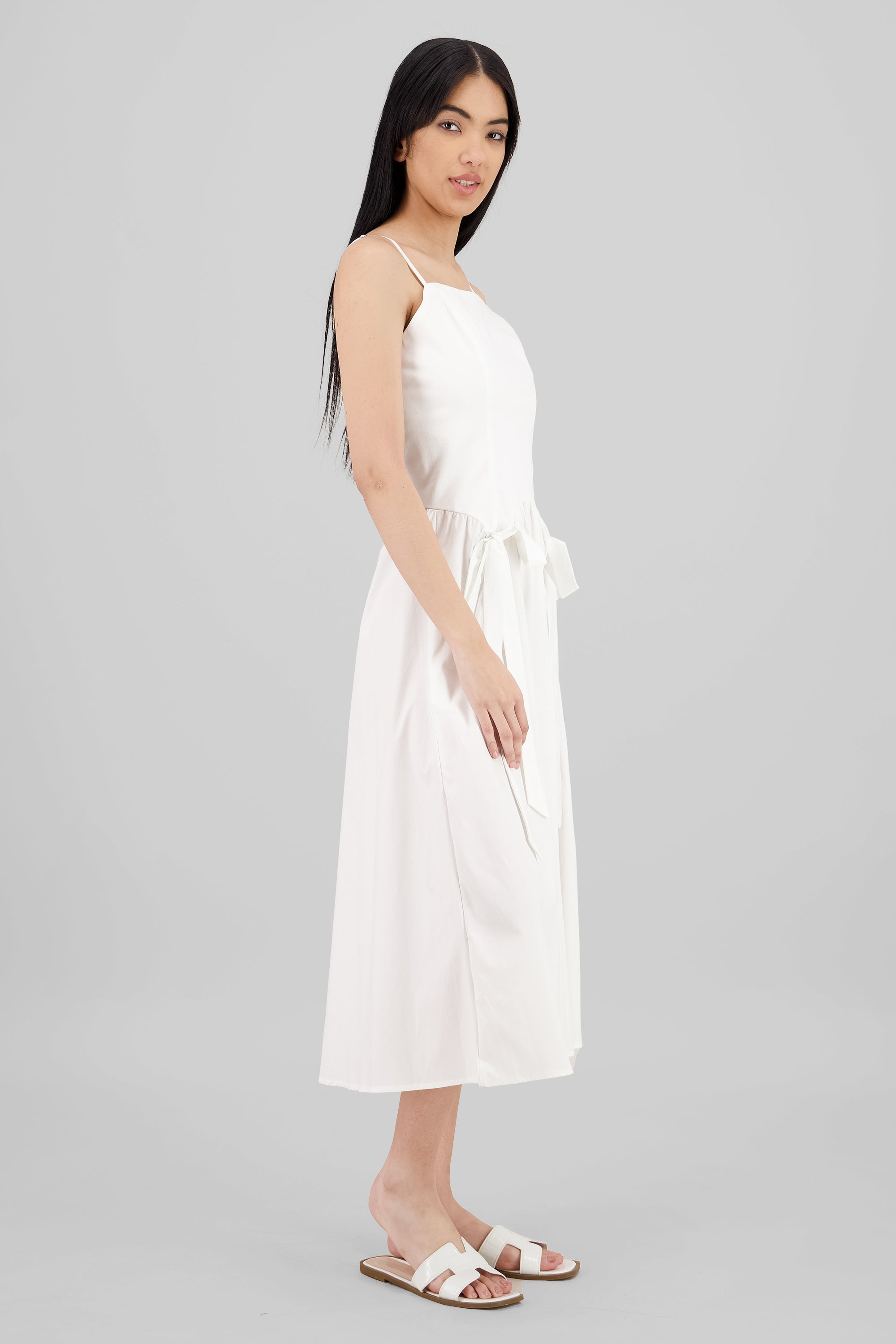 Drop Waist Dress with Bows WHITE