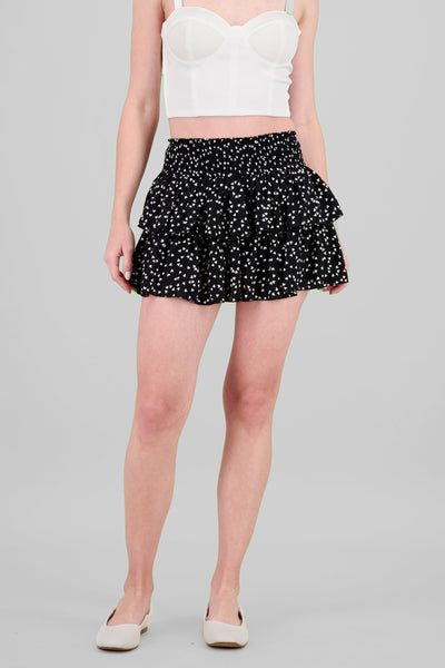 Double Ruffle Heart Skirt BLACK COMBO