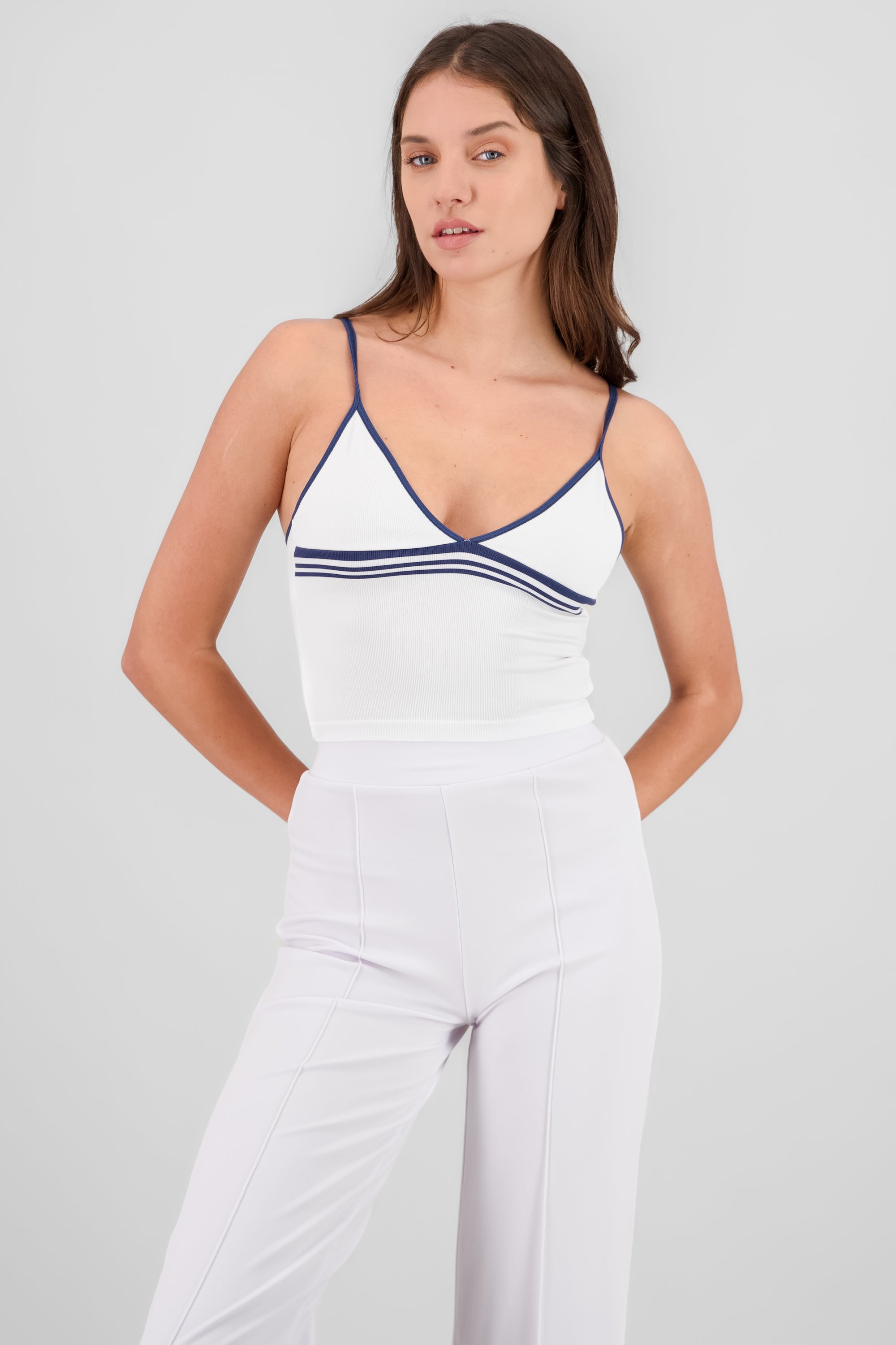 Contrast Strap Top WHITE COMBO