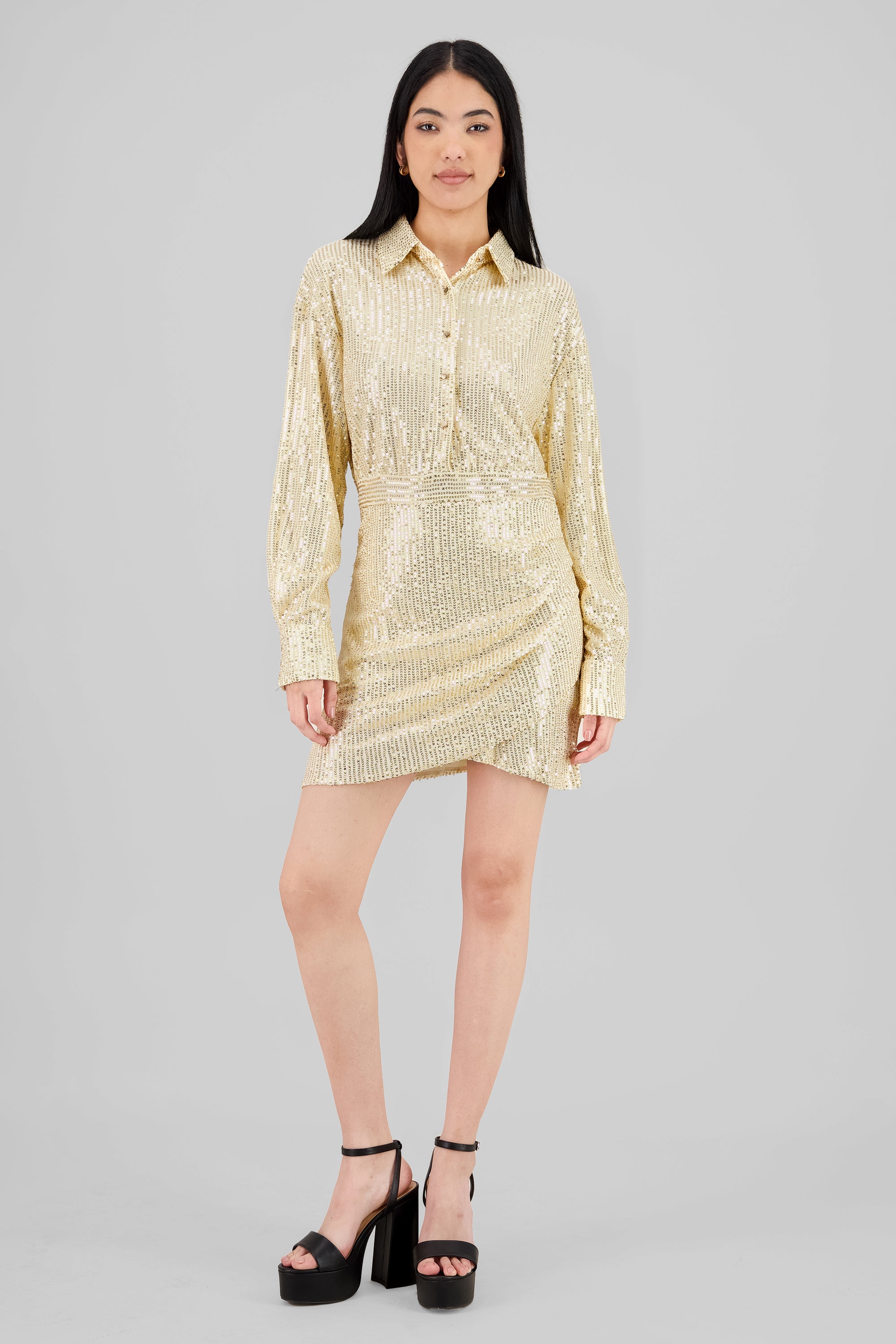 Long Sleeve Mini Dress GOLD