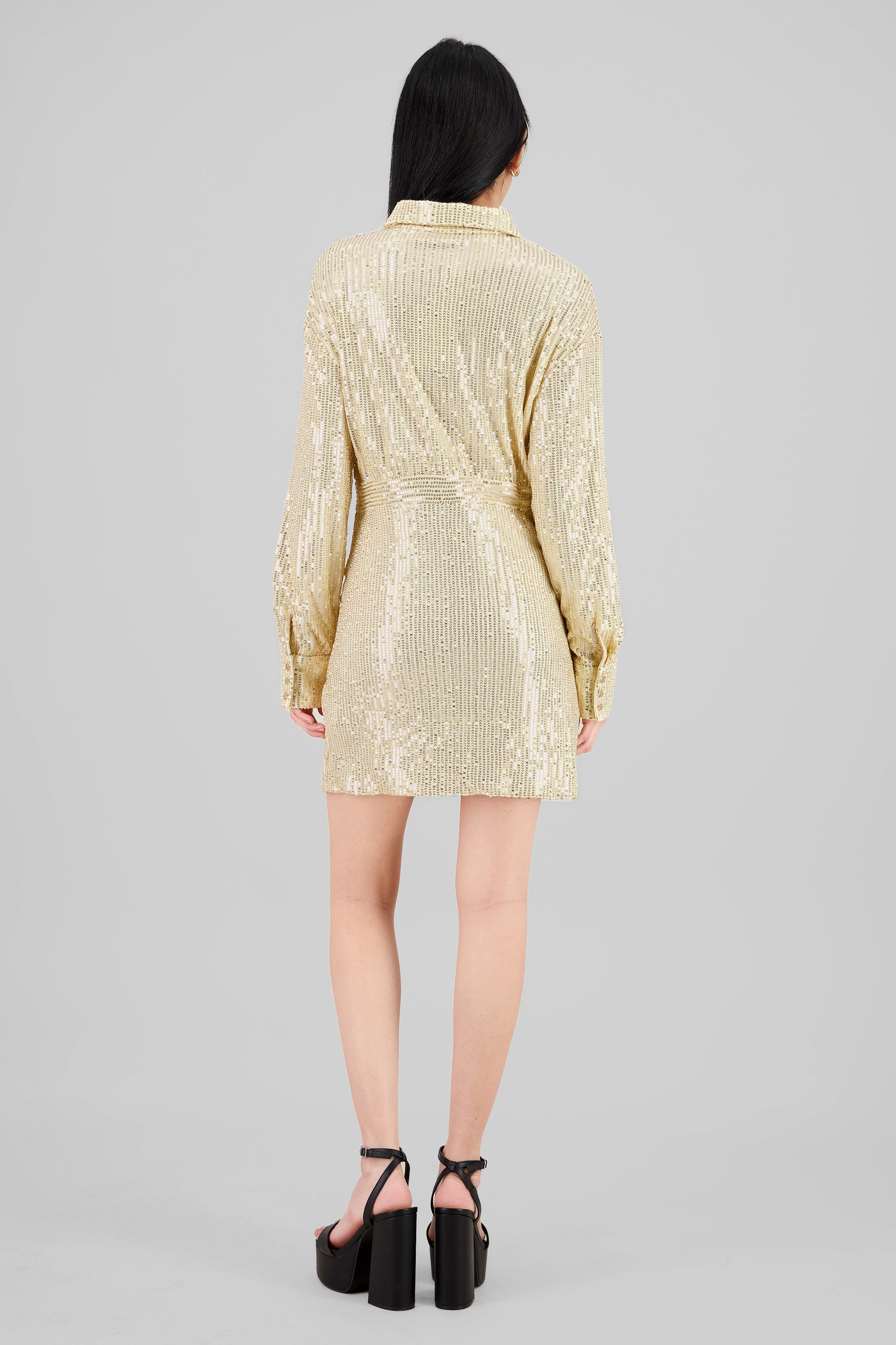 Long Sleeve Mini Dress GOLD