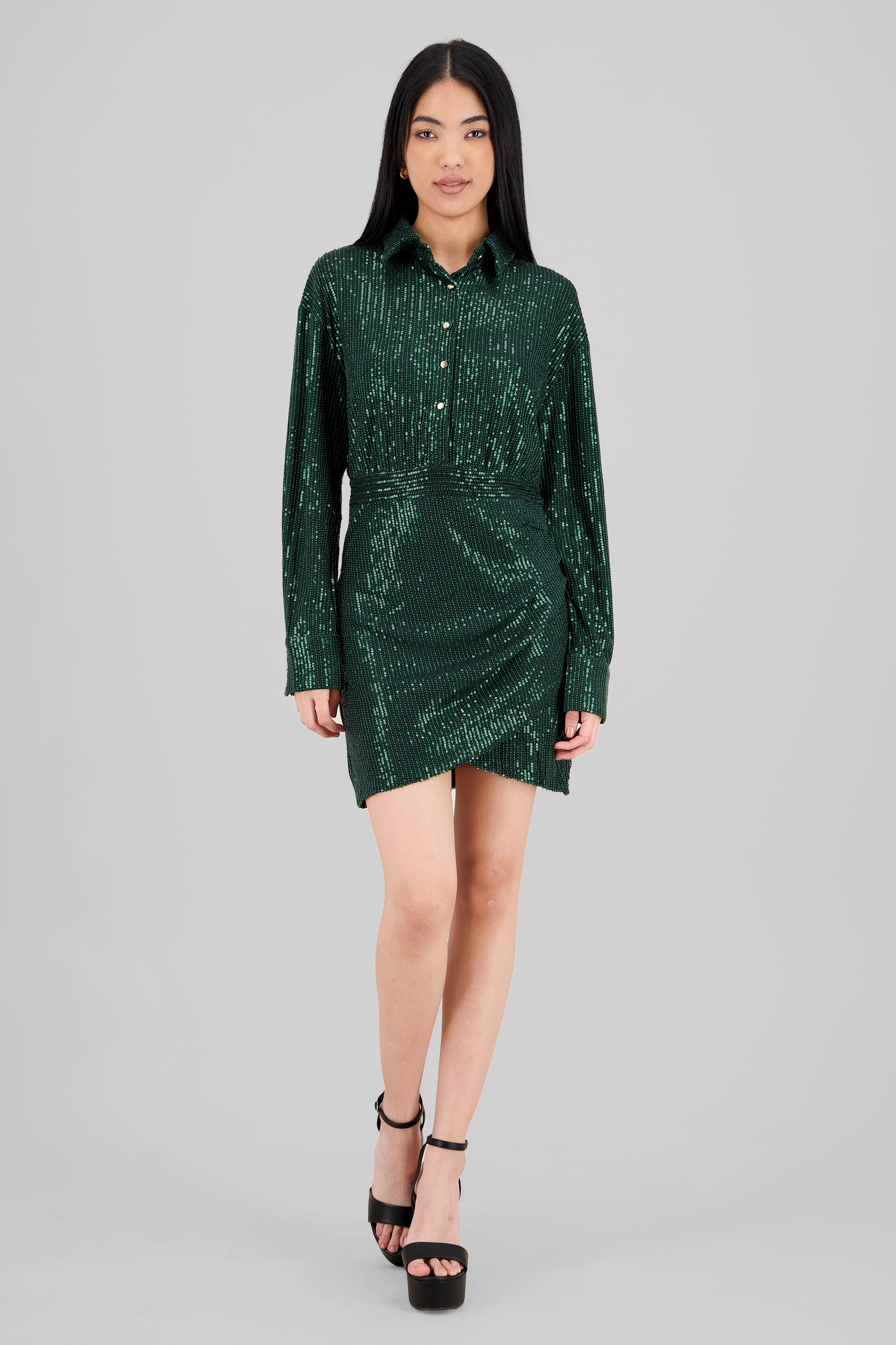 Long Sleeve Mini Dress GREEN