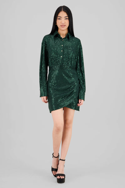 Long Sleeve Mini Dress GREEN