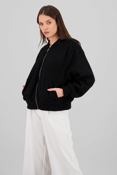 Fleece Bomber Jacket BLACK