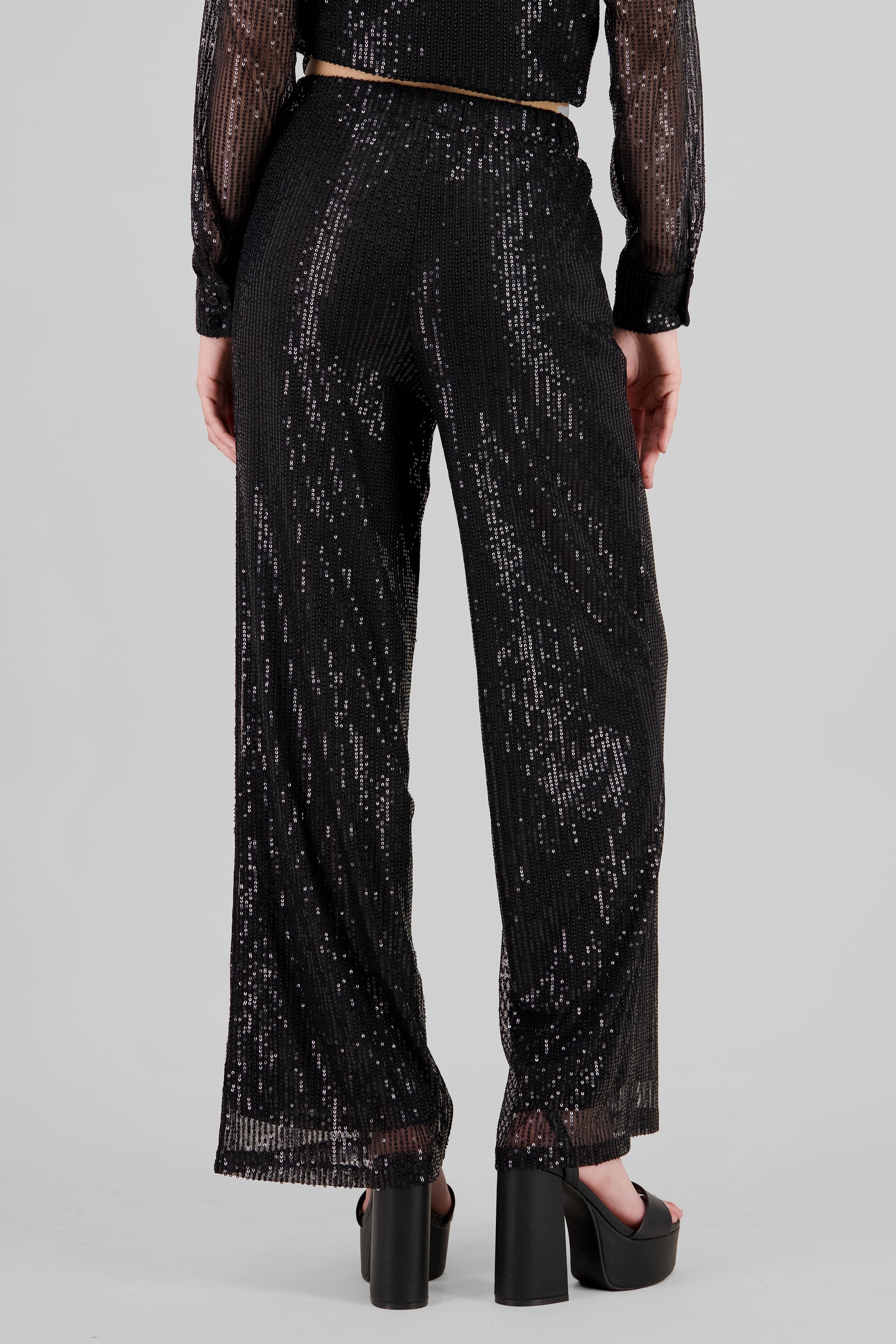 Sparkly Wide Leg Pants BLACK