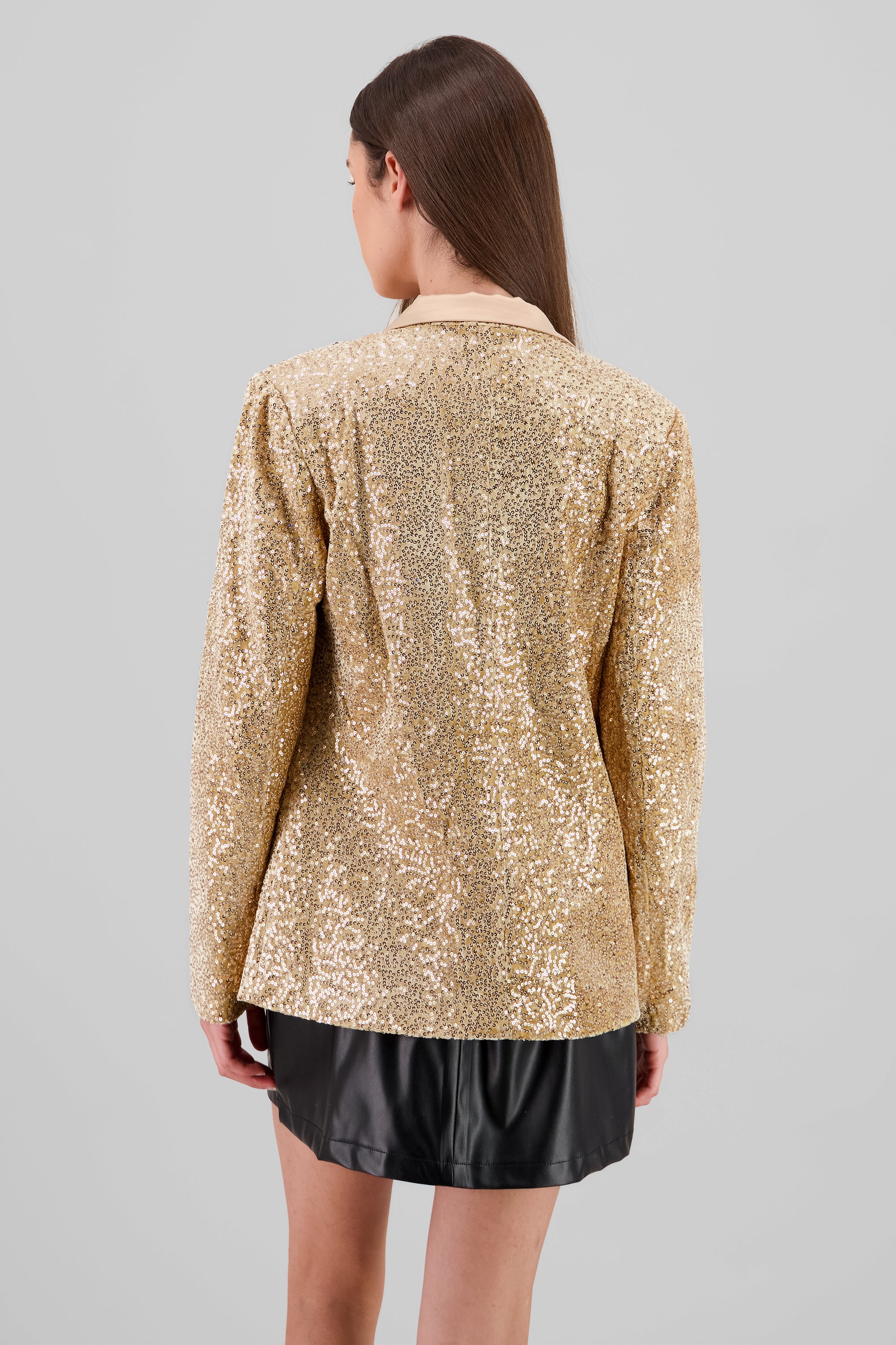 Lapel Detail Sequin Blazer GOLD