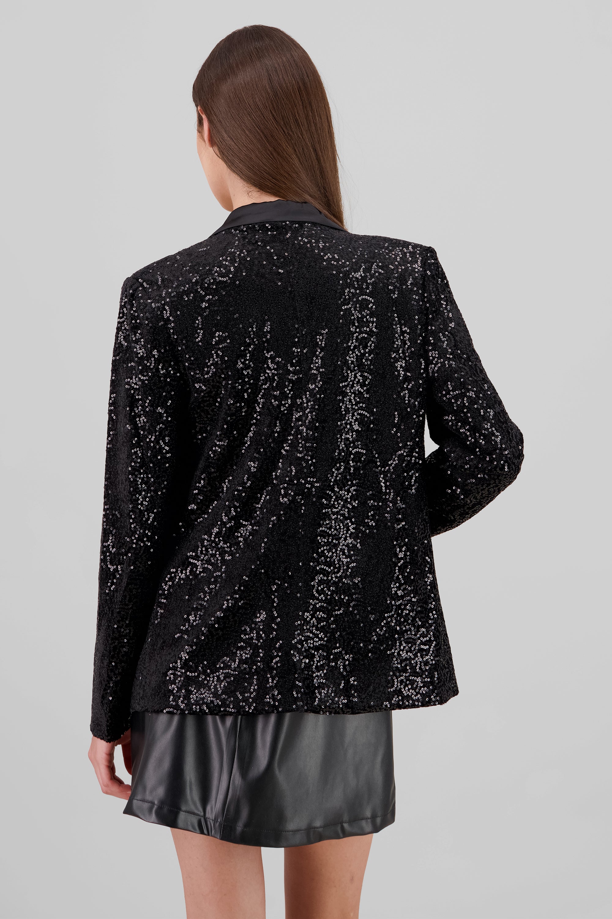 Lapel Detail Sequin Blazer BLACK