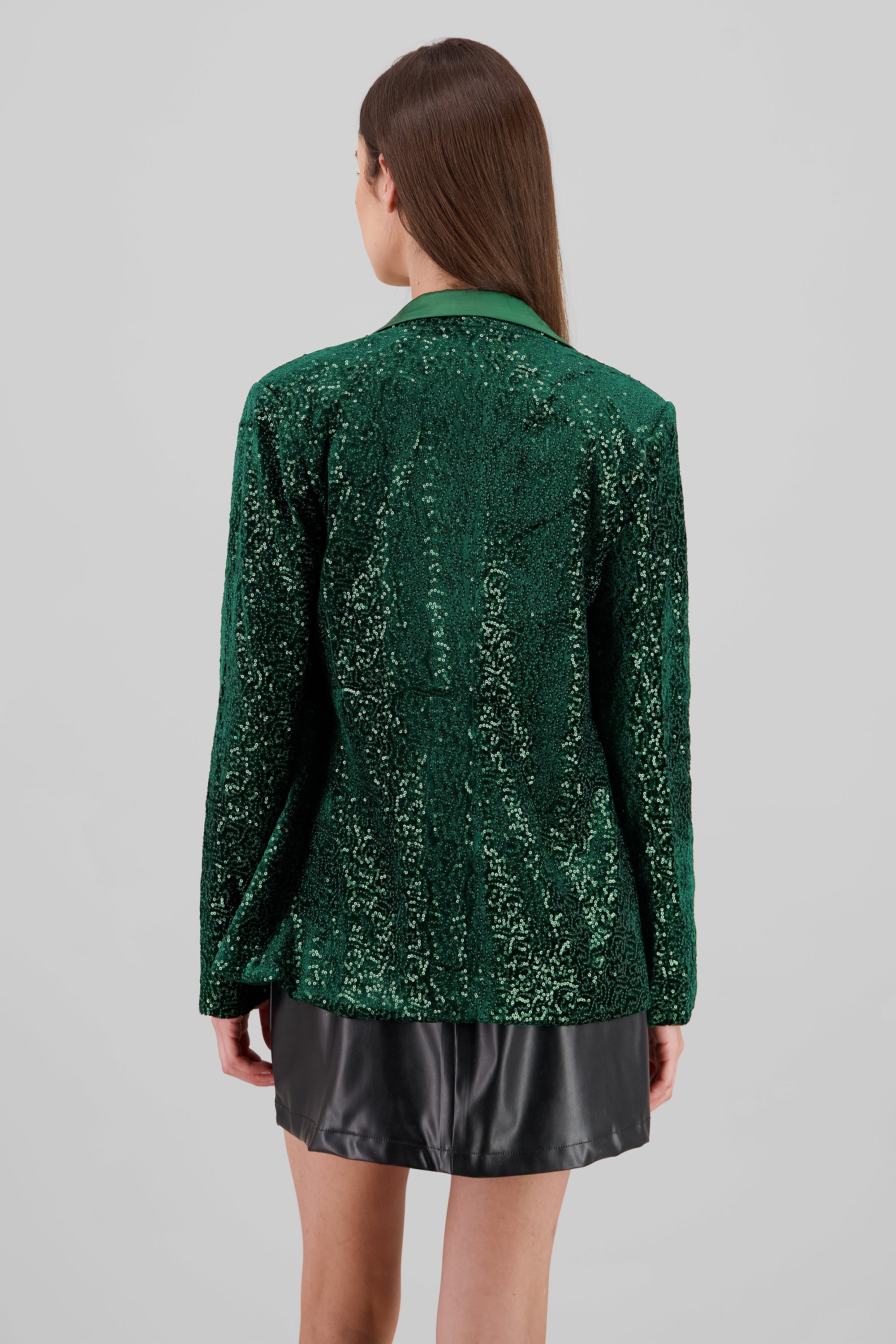 Lapel Detail Sequin Blazer GREEN