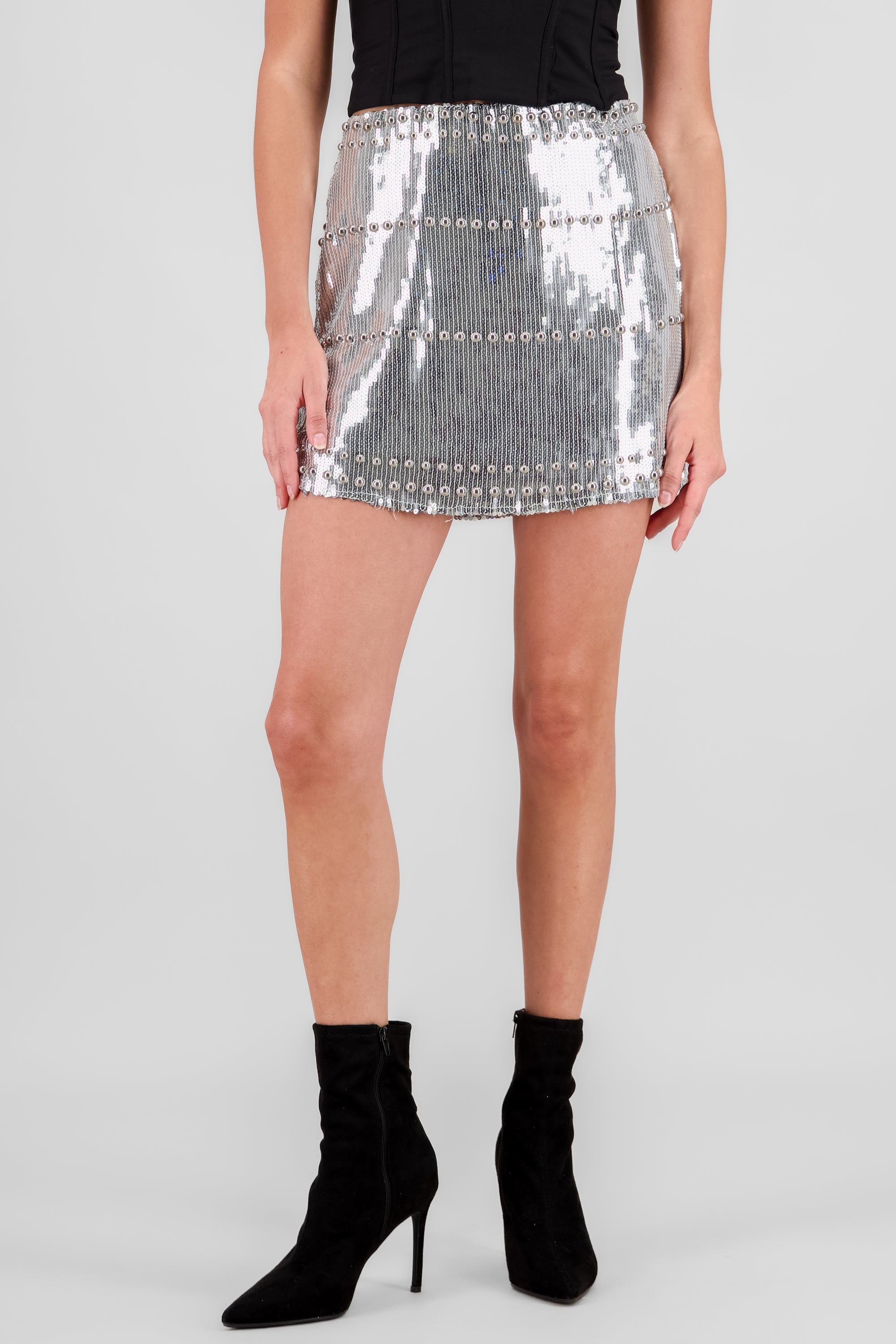 Sequin Mini Skirt SILVER