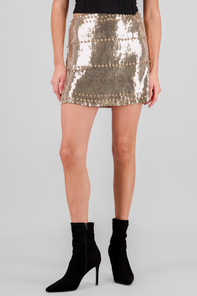 Sequin Mini Skirt BLACK