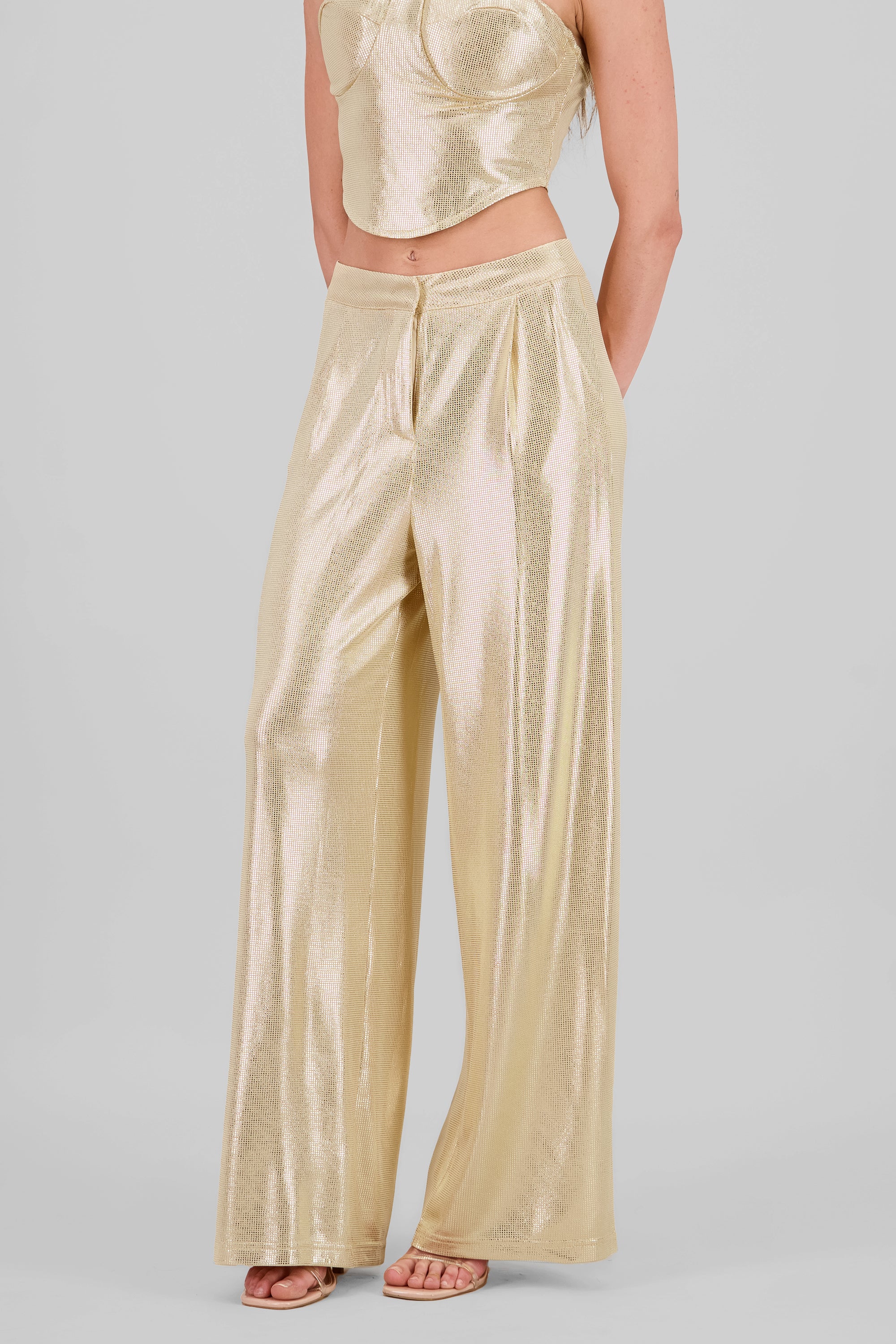 Glitter Flowy Wide Leg Pants GOLD