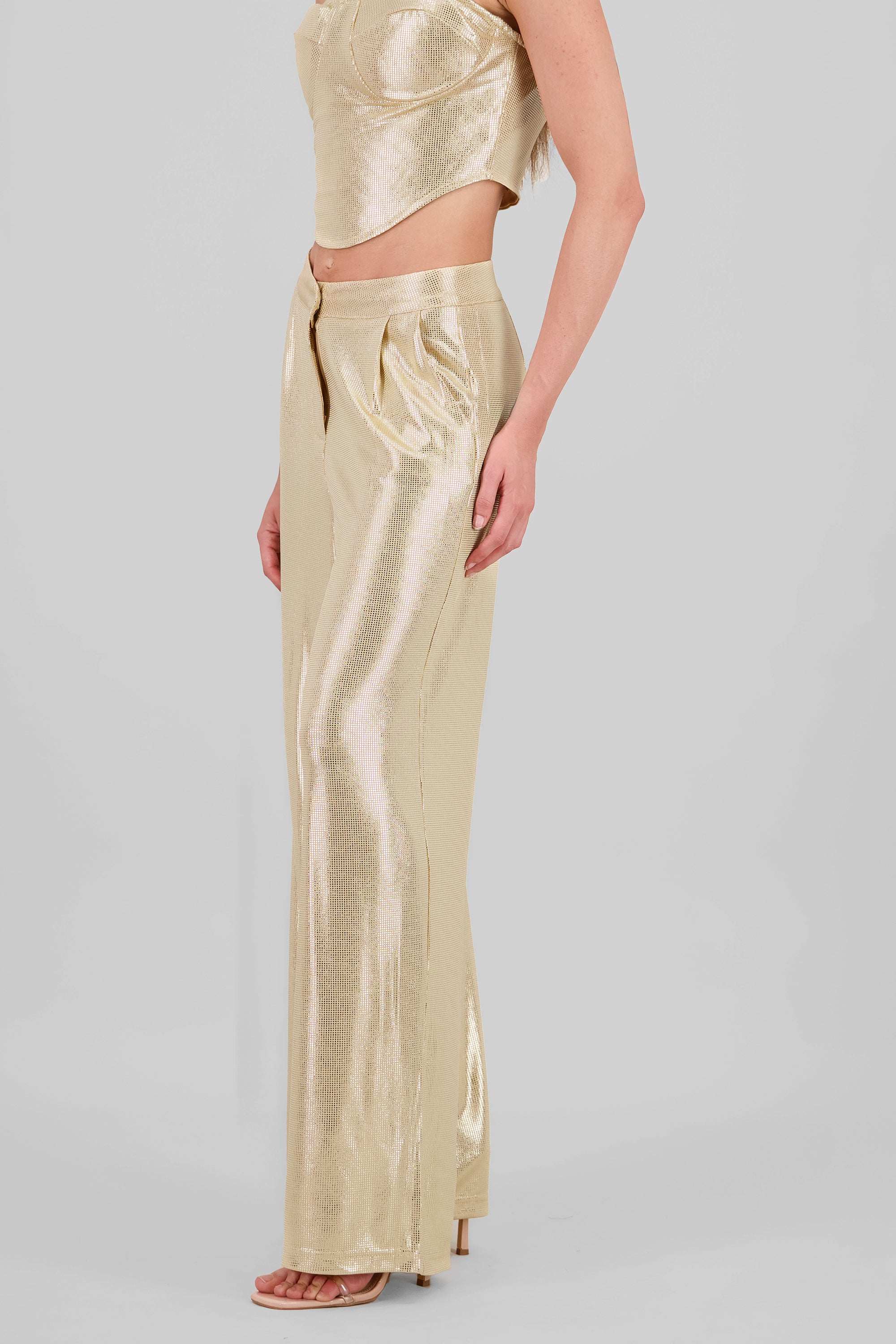 Glitter Flowy Wide Leg Pants GOLD