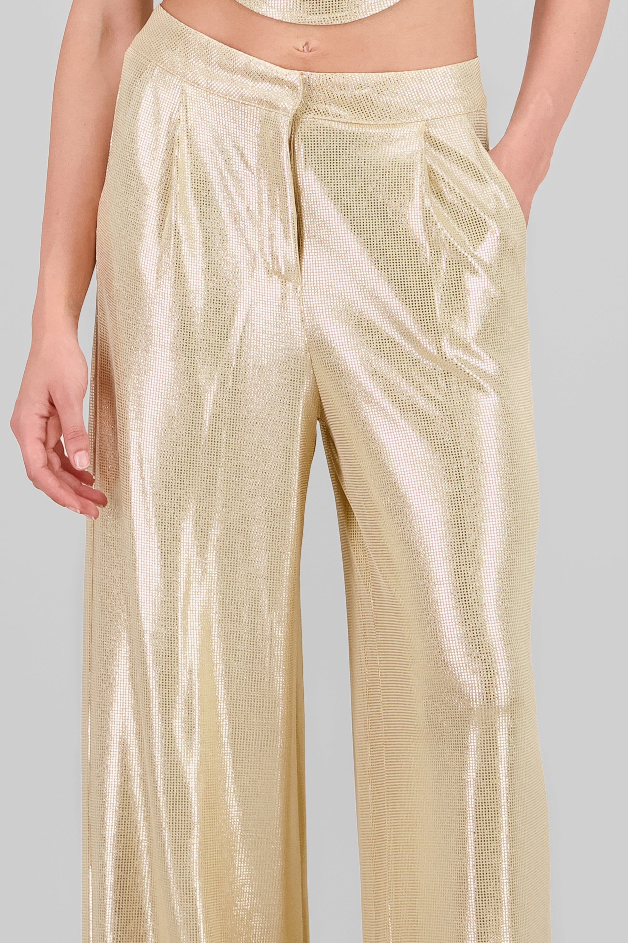 Glitter Flowy Wide Leg Pants GOLD