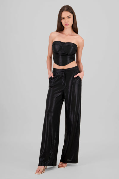 Glitter Flowy Wide Leg Pants BLACK