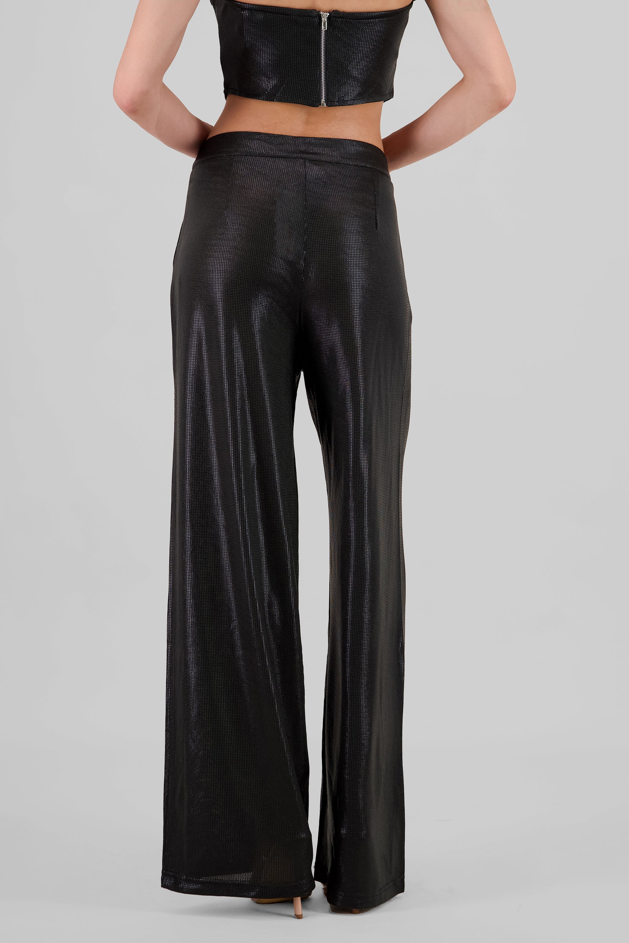 Glitter Flowy Wide Leg Pants BLACK