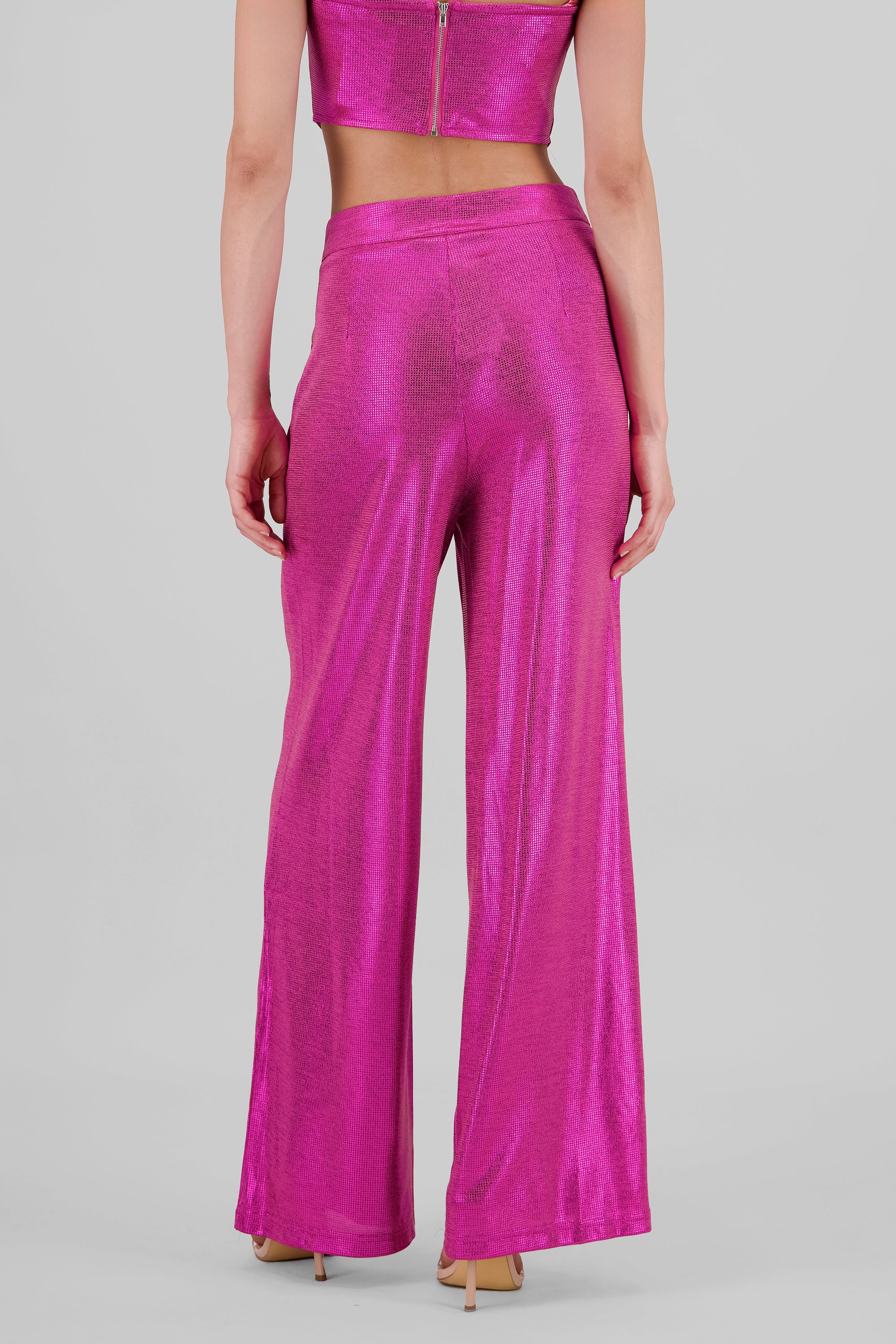 Glitter Flowy Wide Leg Pants FUCHSIA