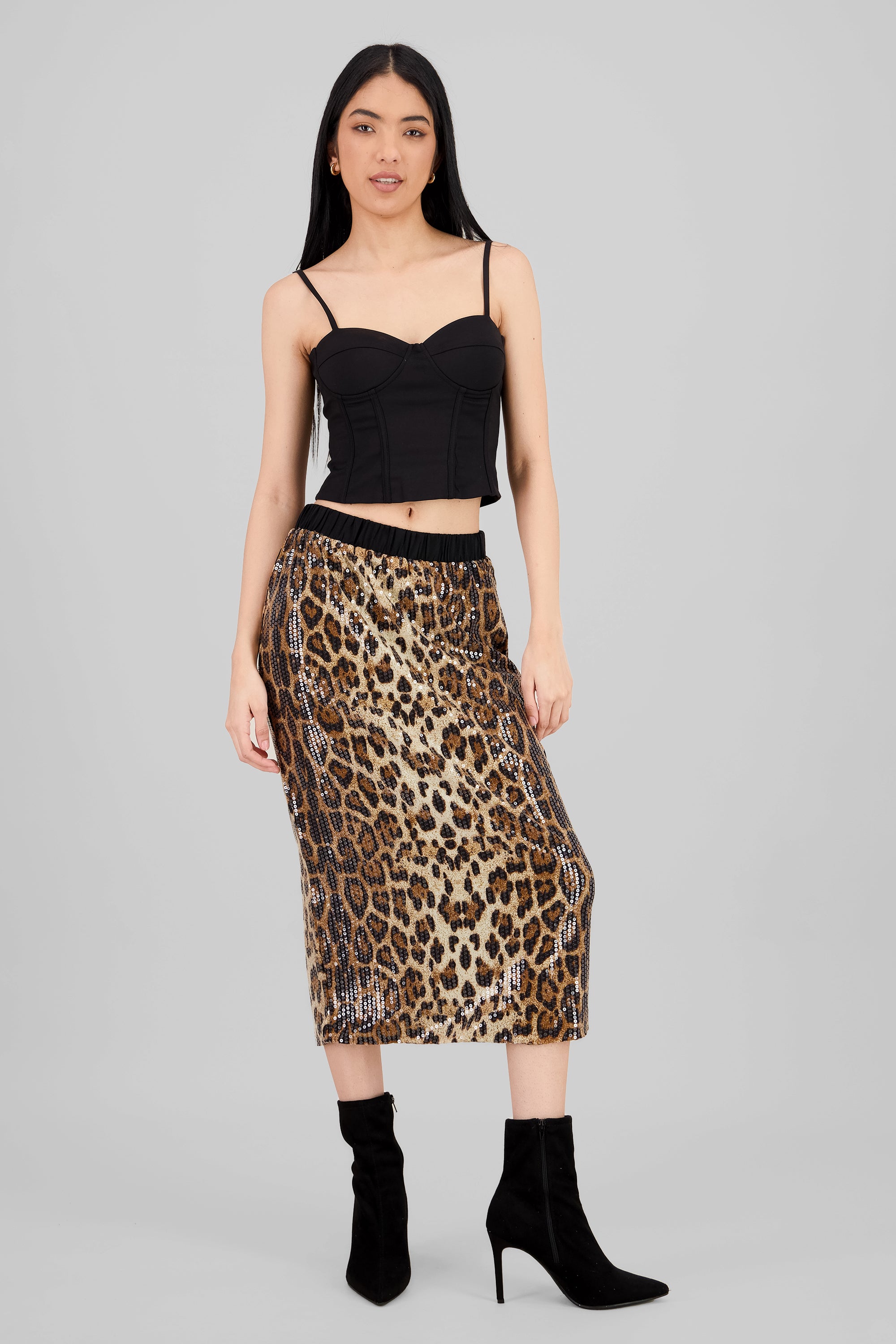 Maxi Sequin Skirt BROWN