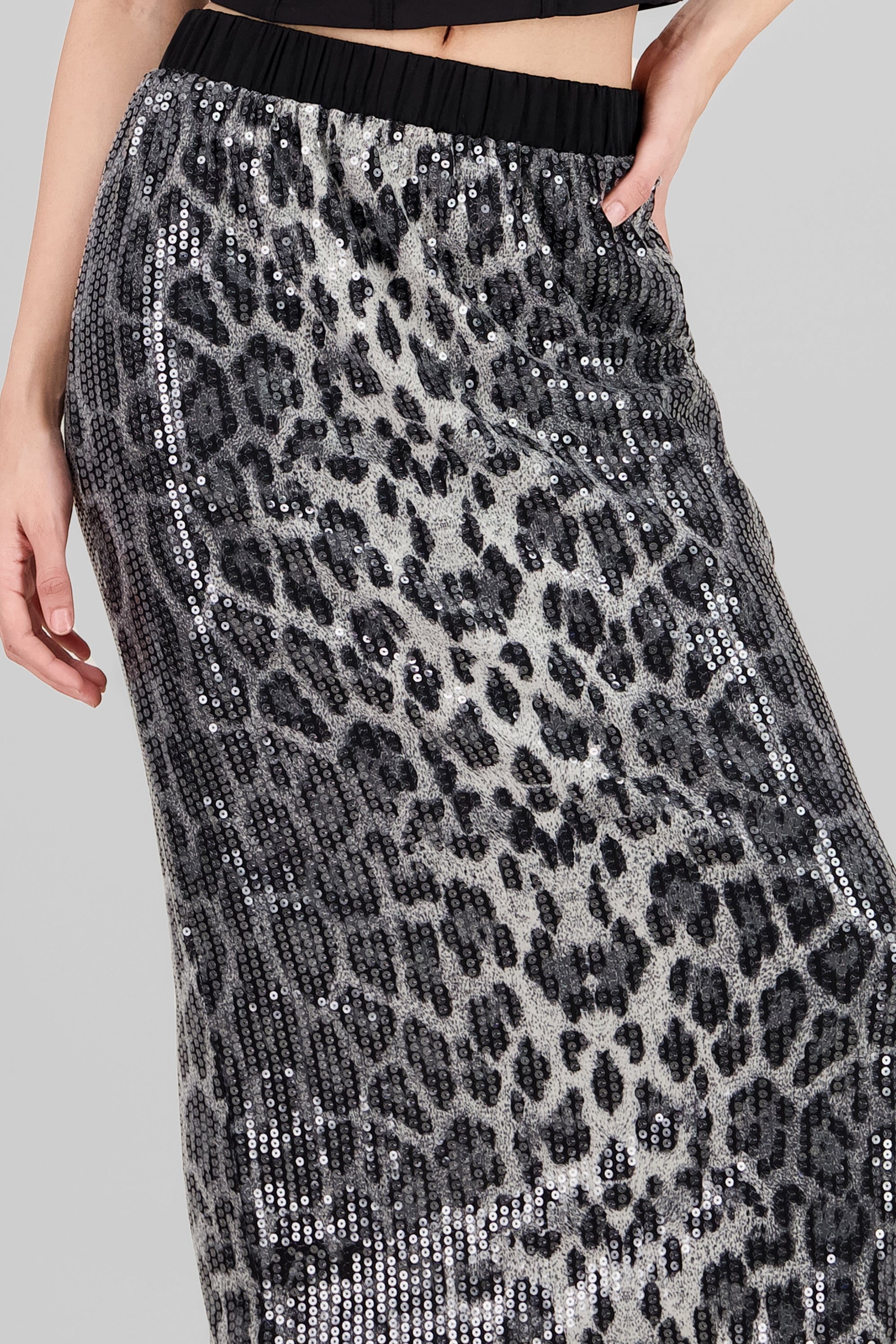 Maxi Sequin Skirt BLACK