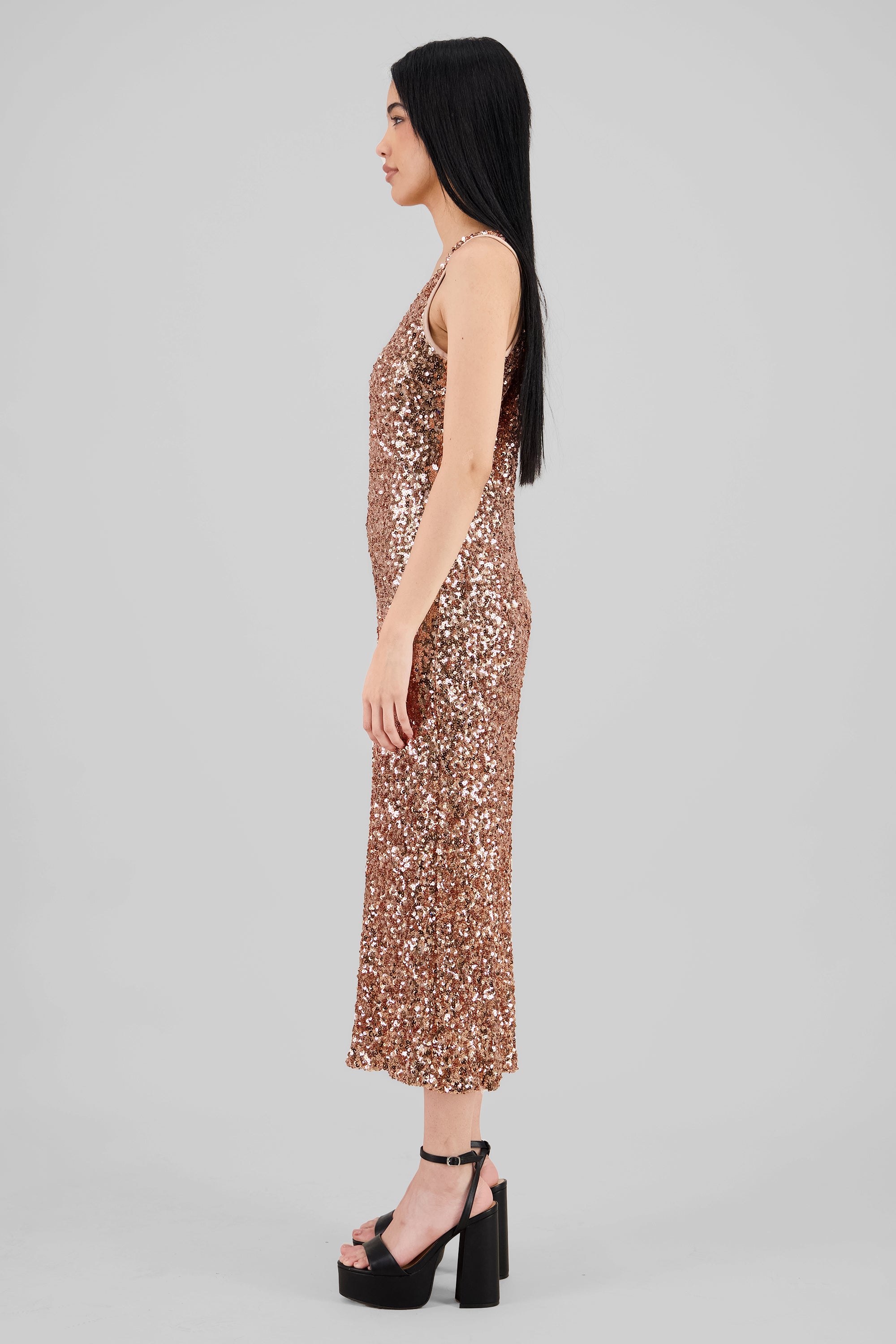 Sequin Strappy Maxi Dress GOLD