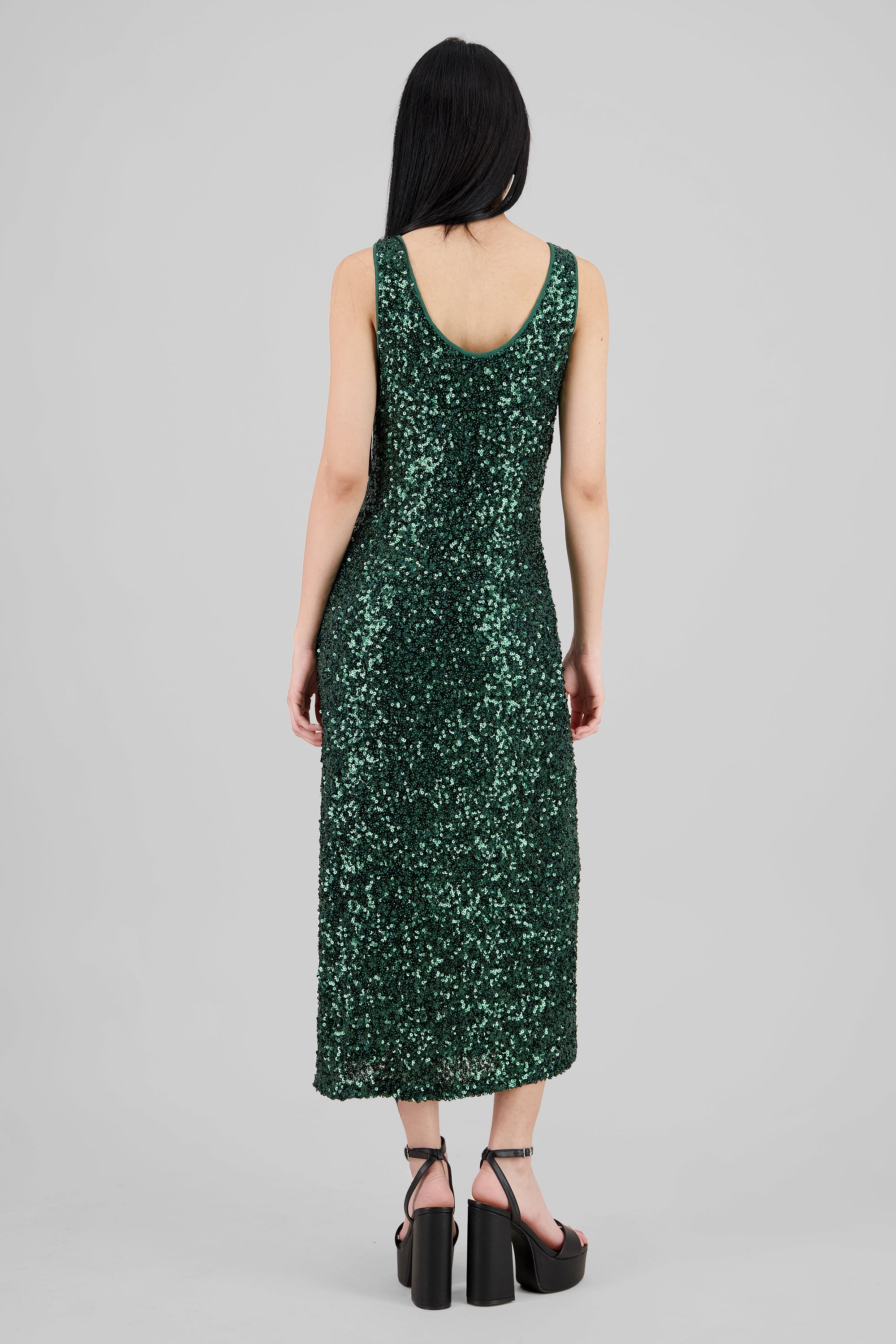 Sequin Strappy Maxi Dress GREEN