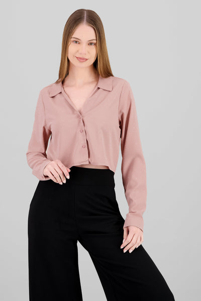 Cropped Long Sleeve Top ROSEWOOD