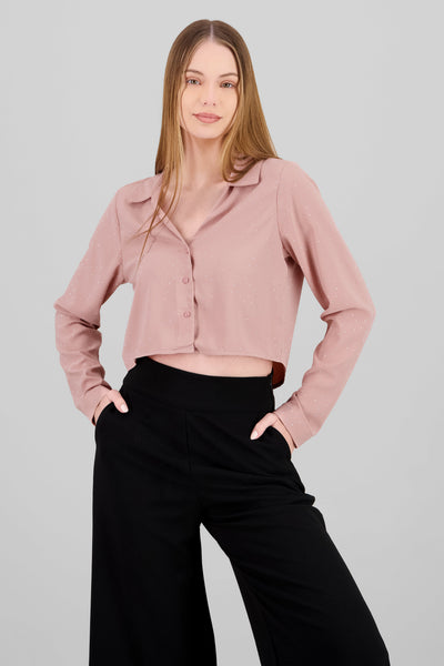 Cropped Long Sleeve Top ROSEWOOD