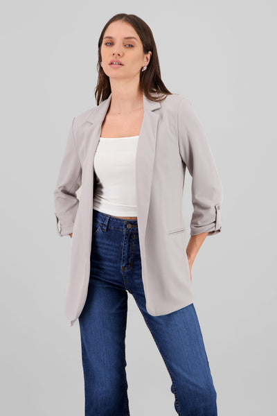 Plain 3/4 Sleeve Blazer GRAY