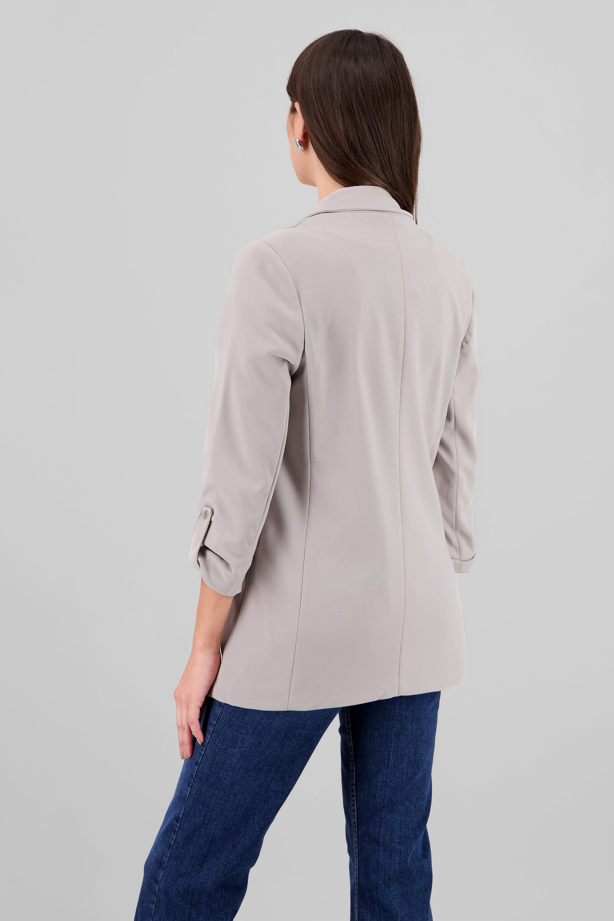 Plain 3/4 Sleeve Blazer GRAY