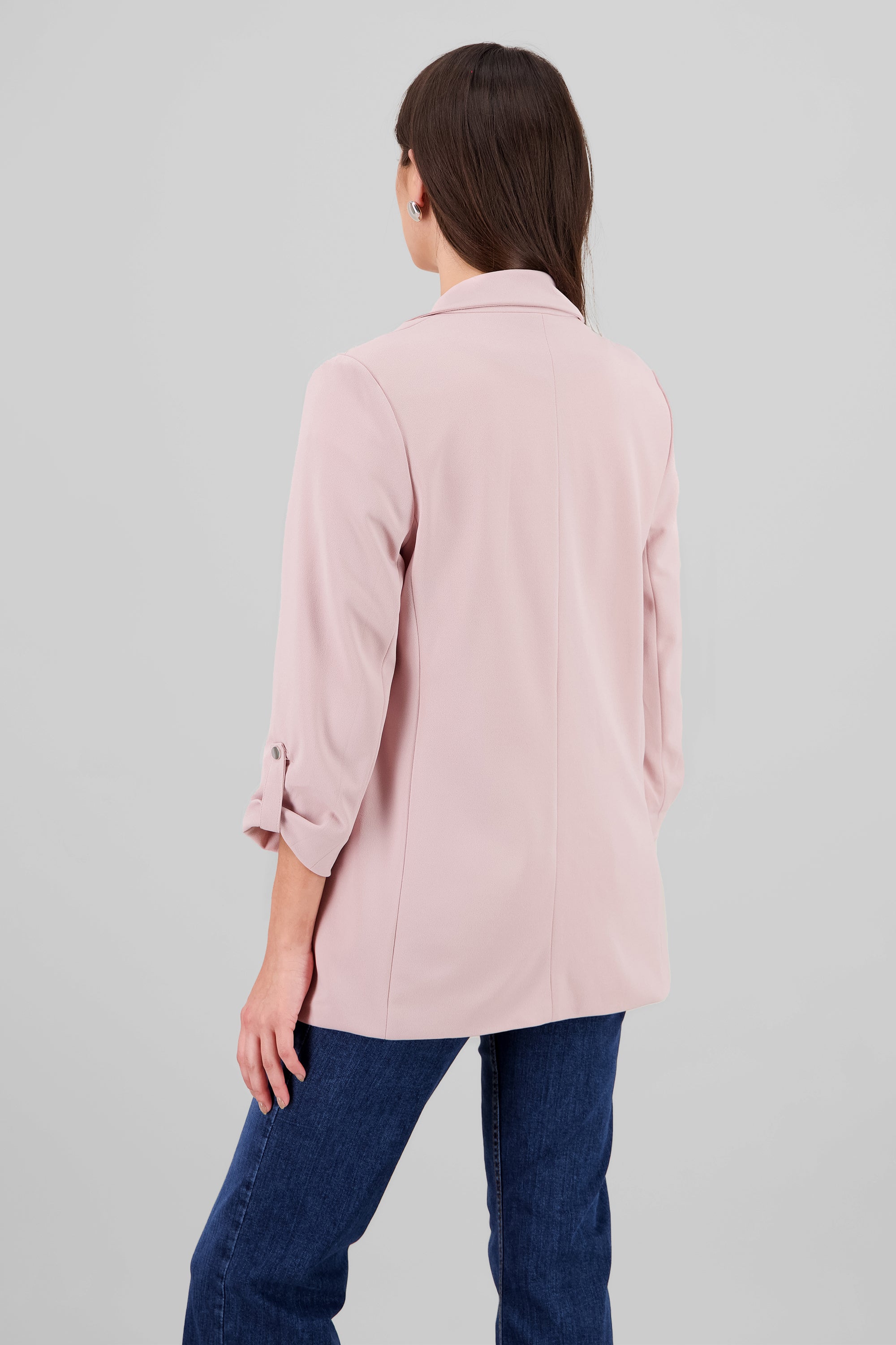 Plain 3/4 Sleeve Blazer PINK