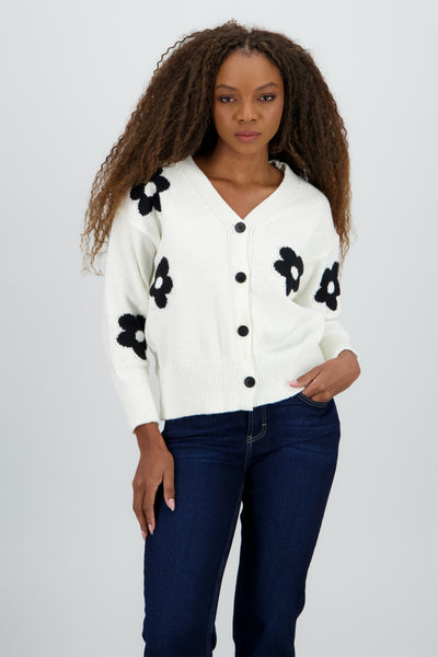 Floral Sweater BLACK/WHITE