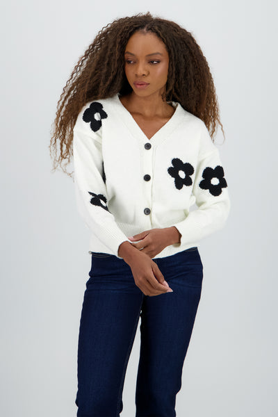 Floral Sweater BLACK/WHITE