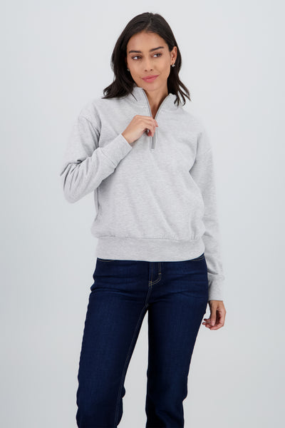 Solid Half Zip Sweatshirt GRAY