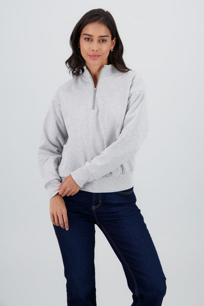 Solid Half Zip Sweatshirt GRAY