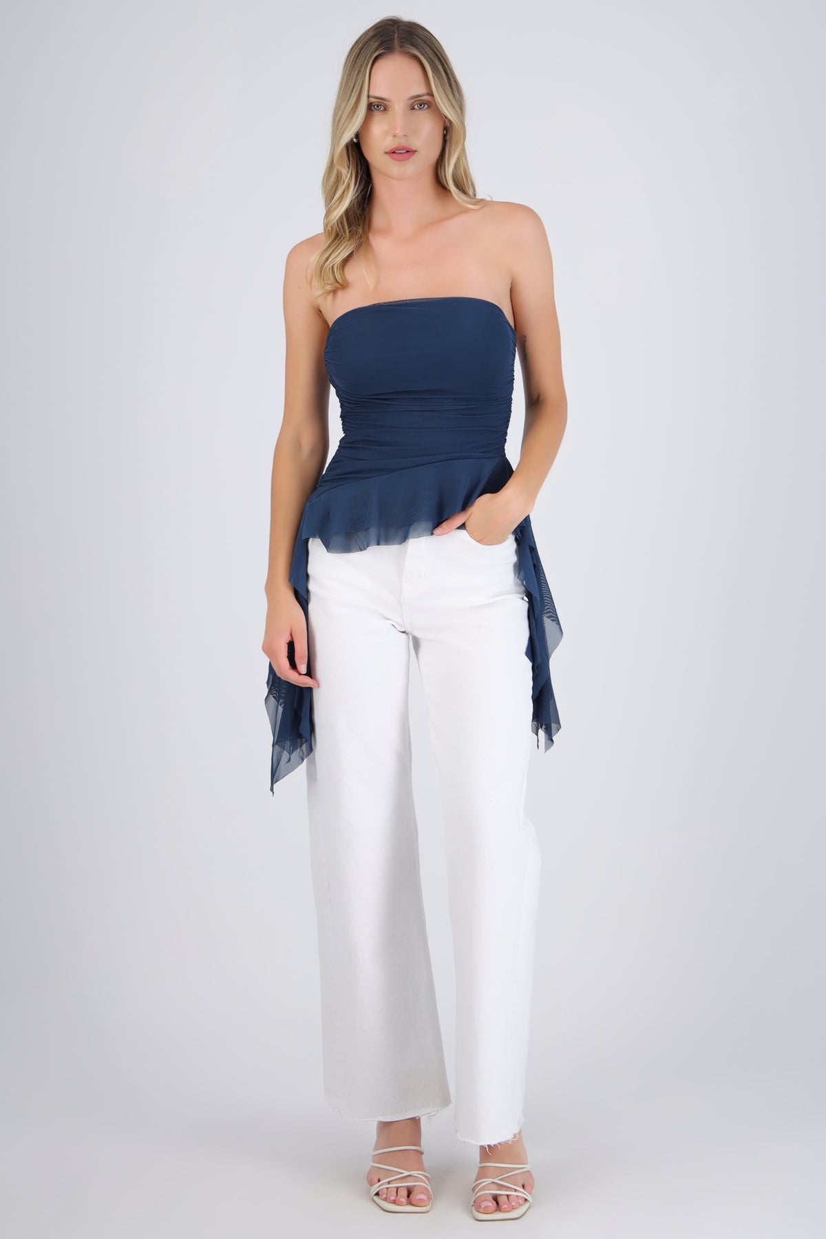Draped Strapless Top