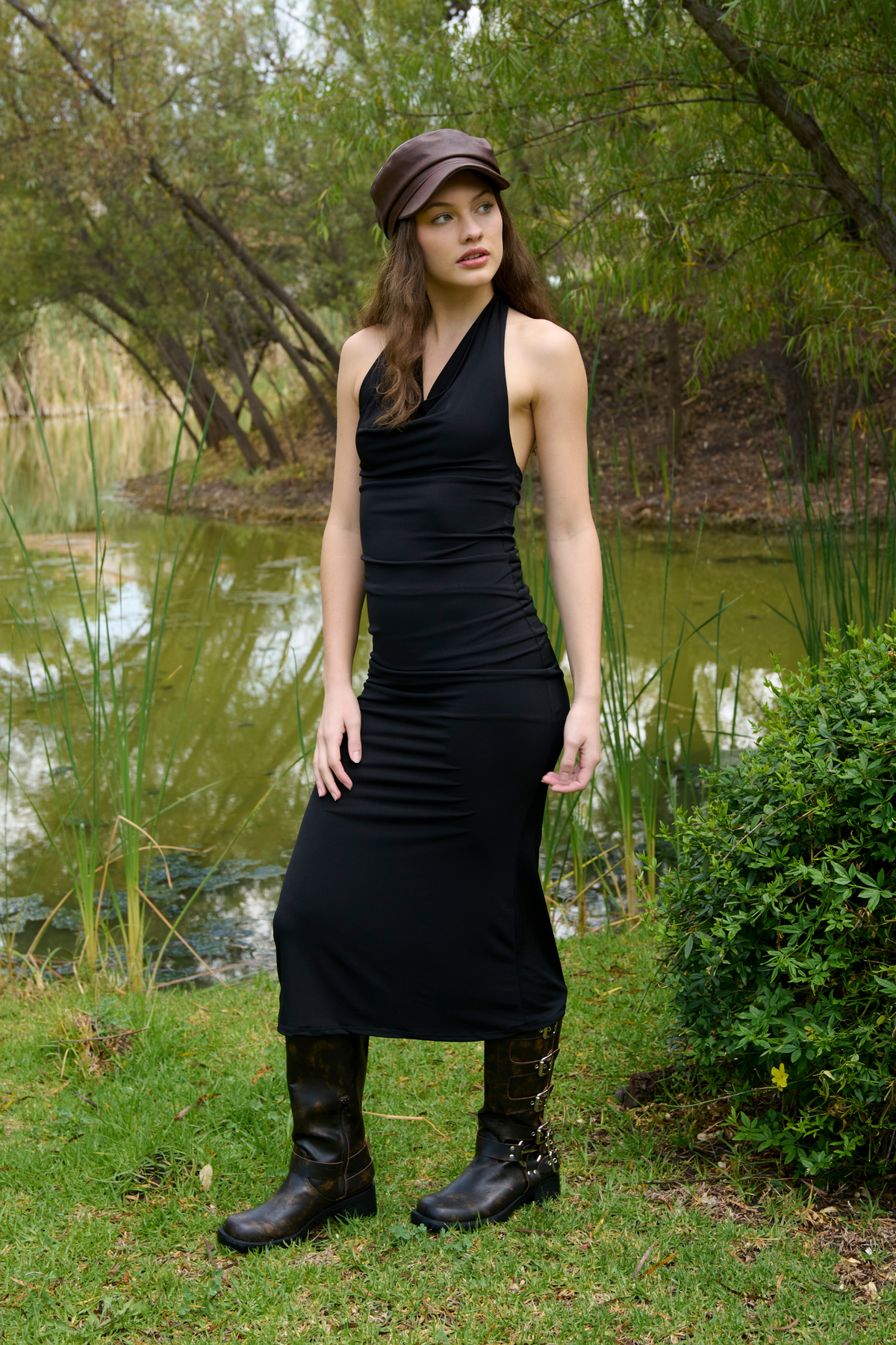 Maxi Halter Swing Dress