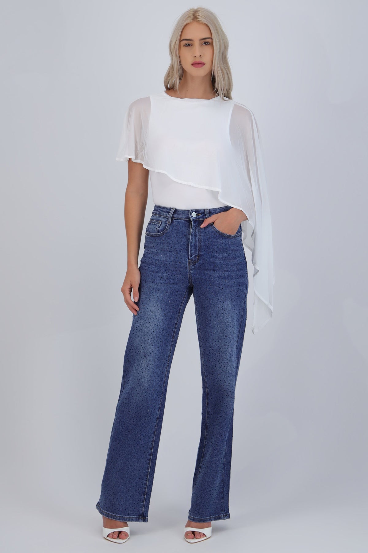 Jeans straight brillo