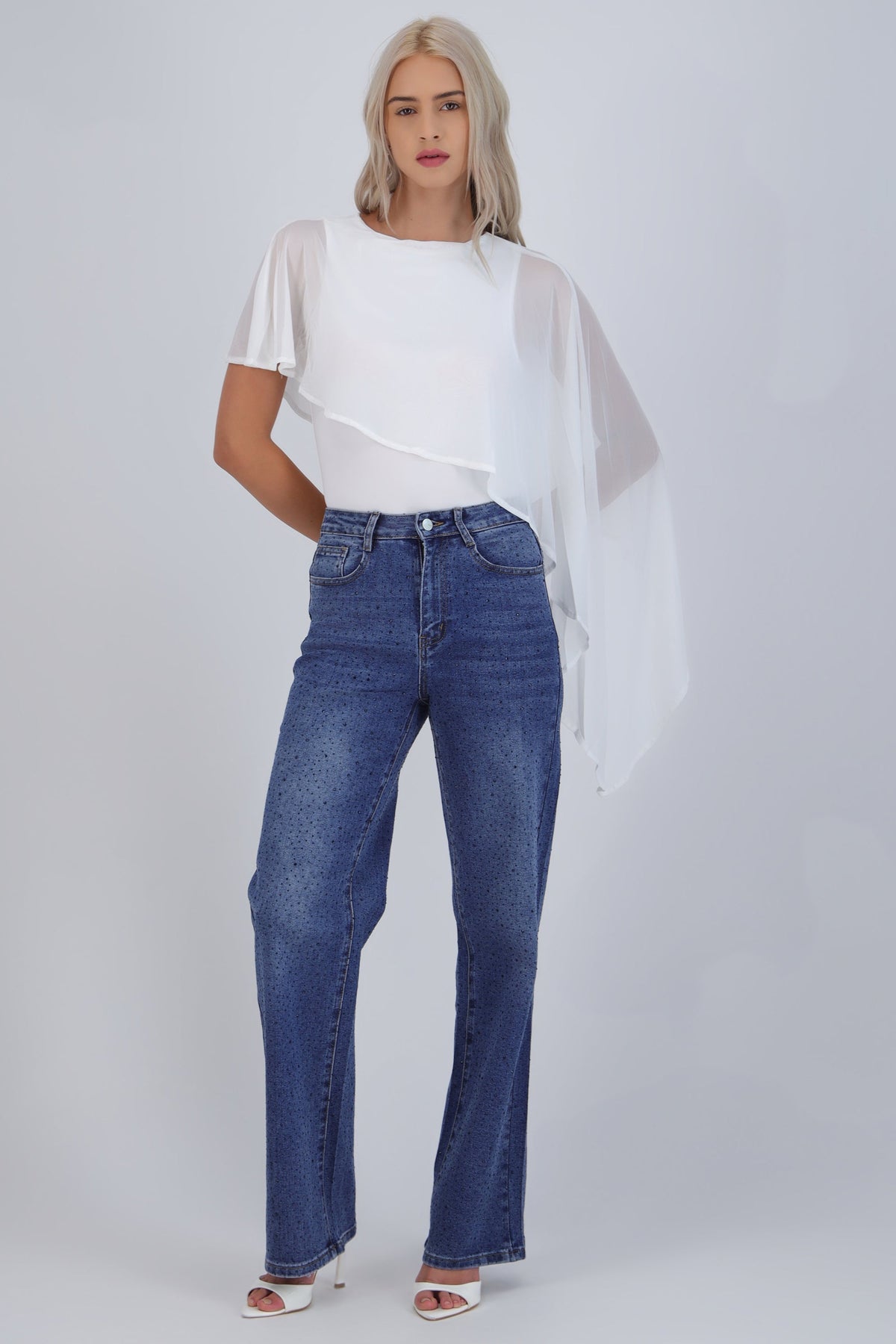 Jeans straight brillo