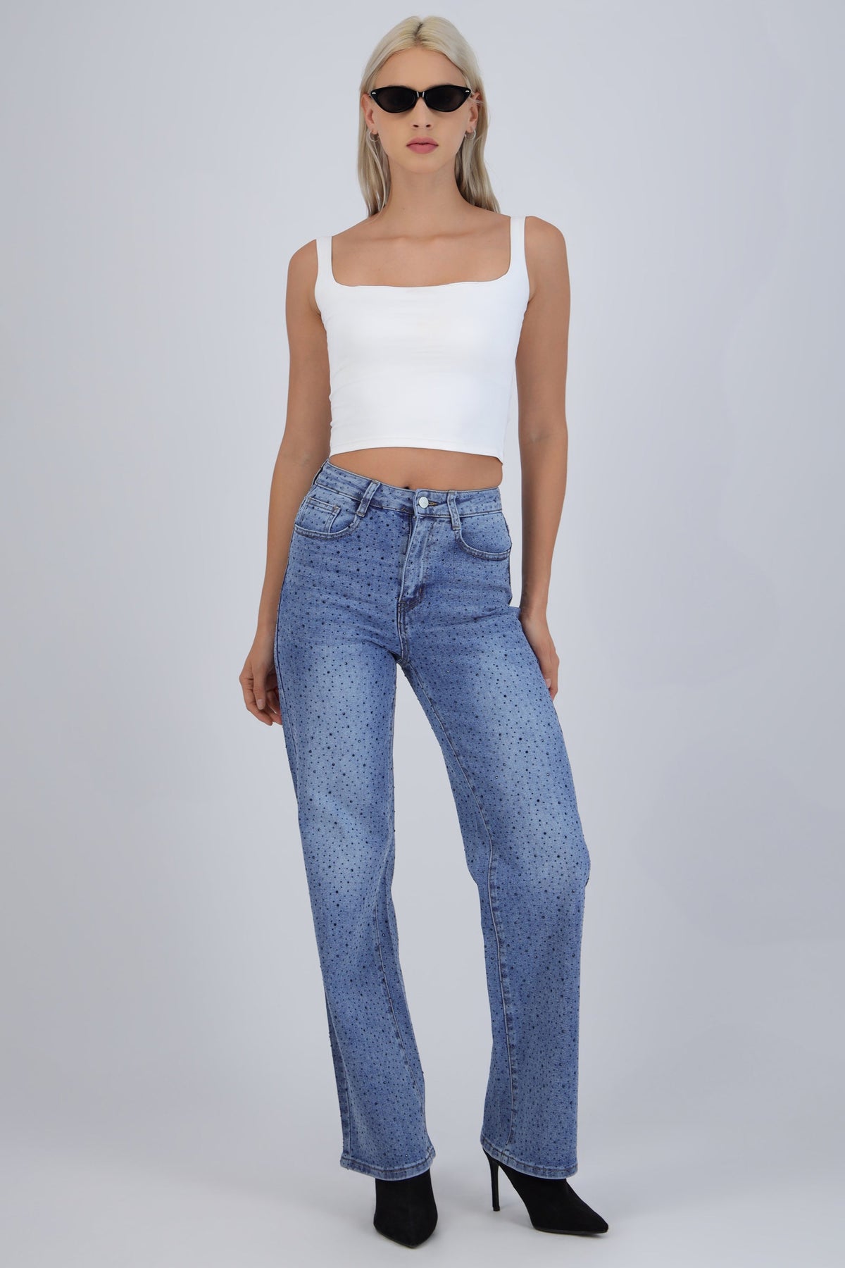 Jeans straight brillo