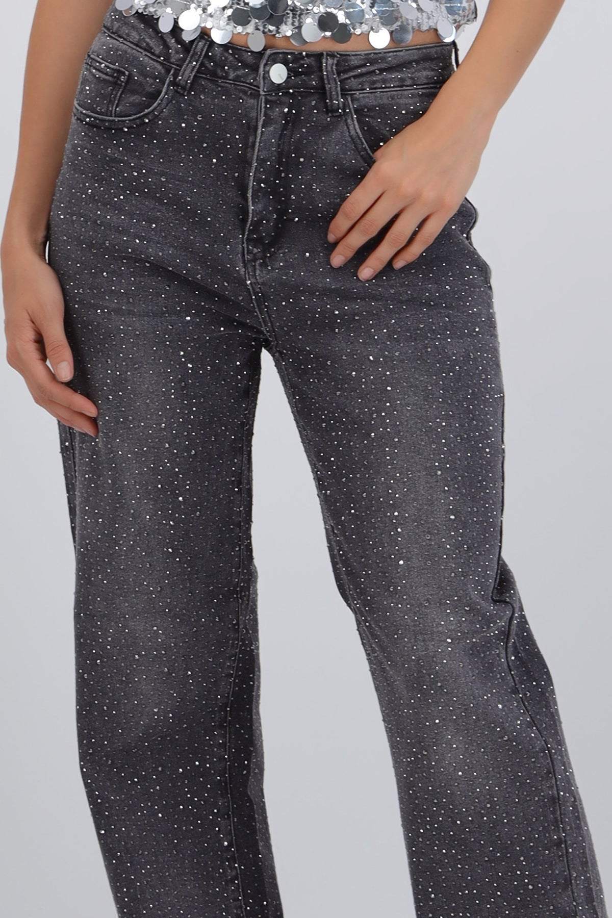 Jeans straight brillo