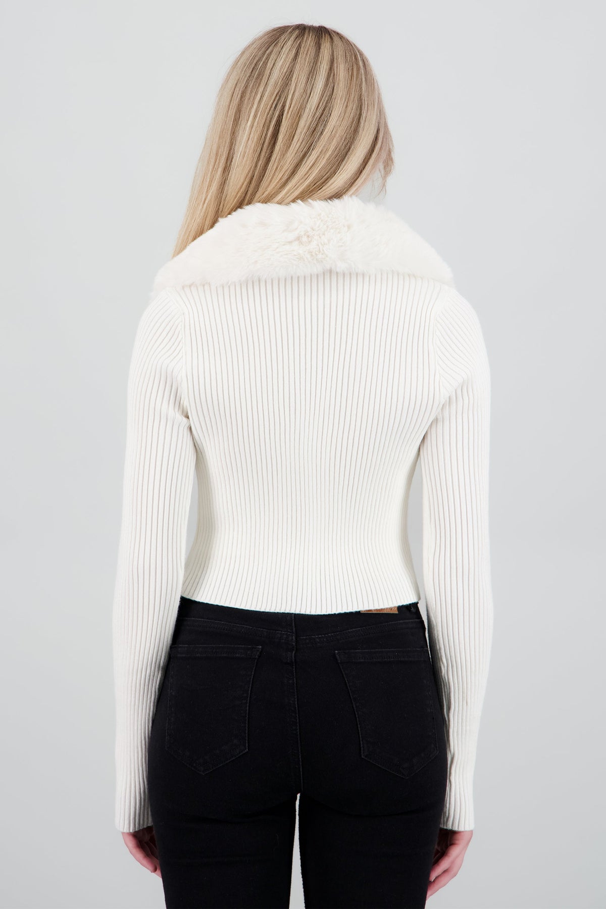 Cardigan à col en fausse fourrure