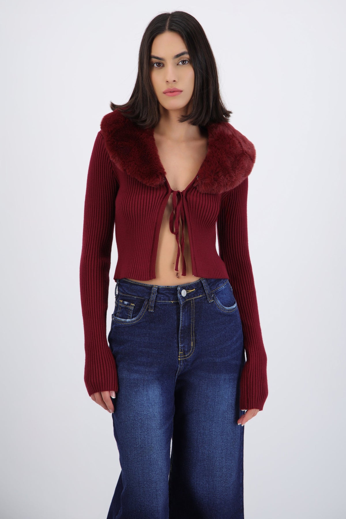 Cardigan detalle pelo cuello