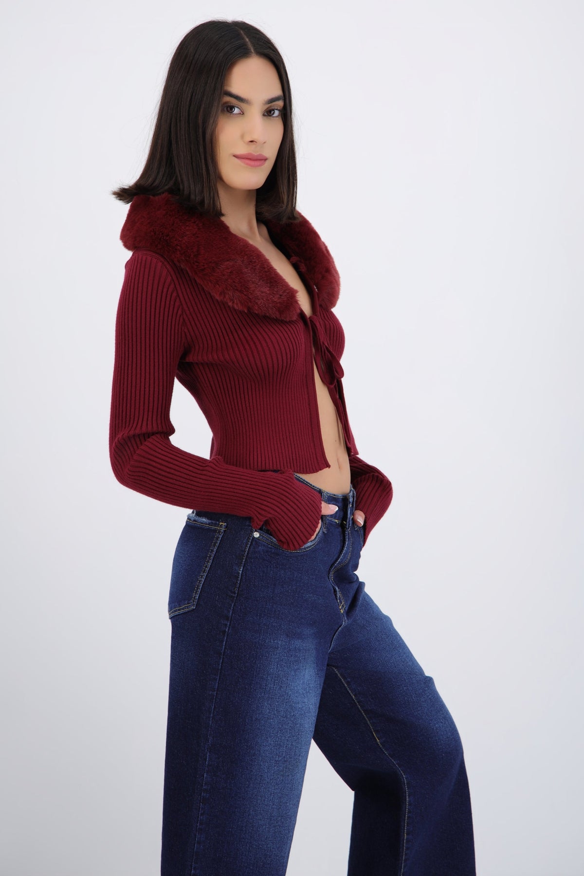 Cardigan detalle pelo cuello