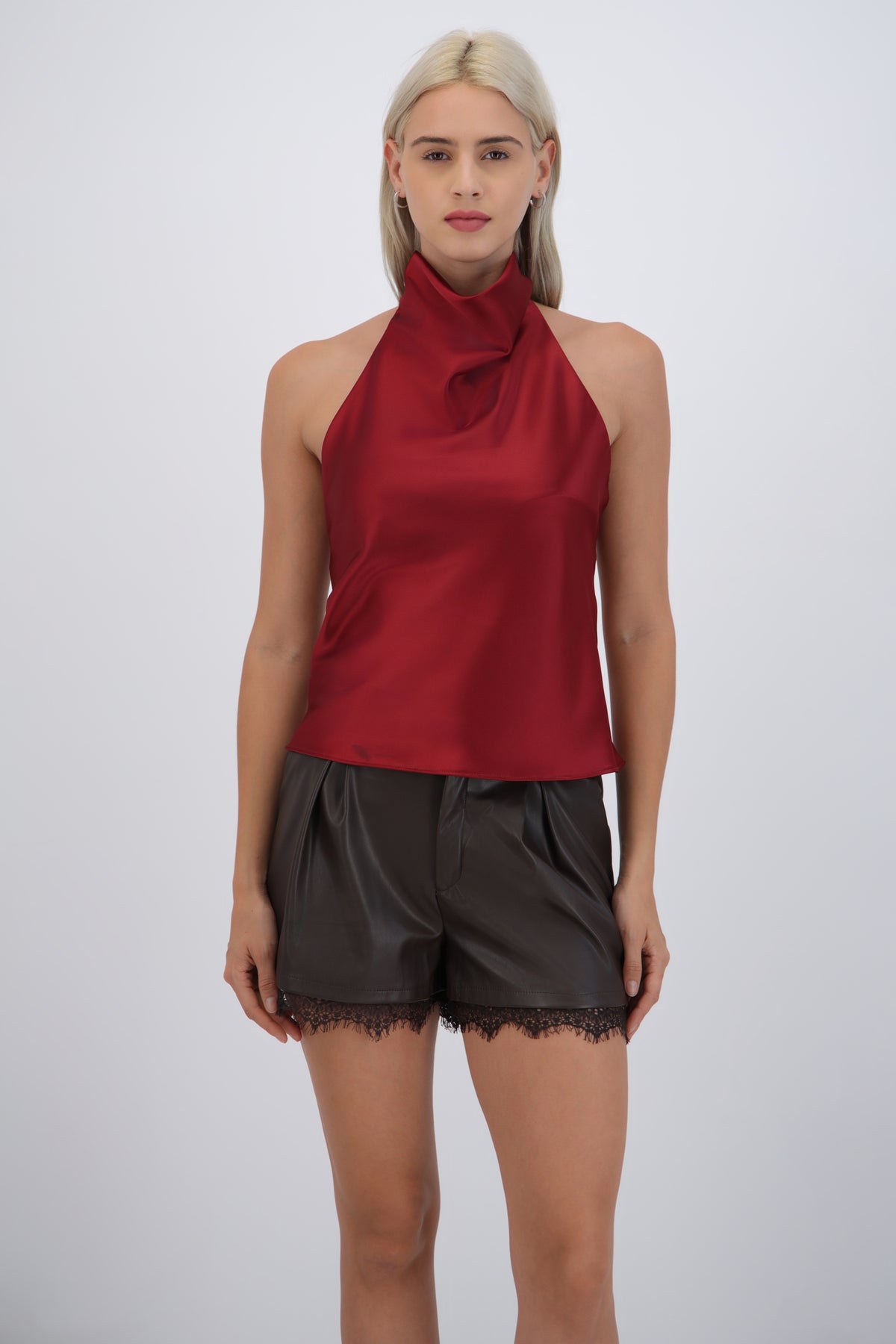 High Neck Satin Top