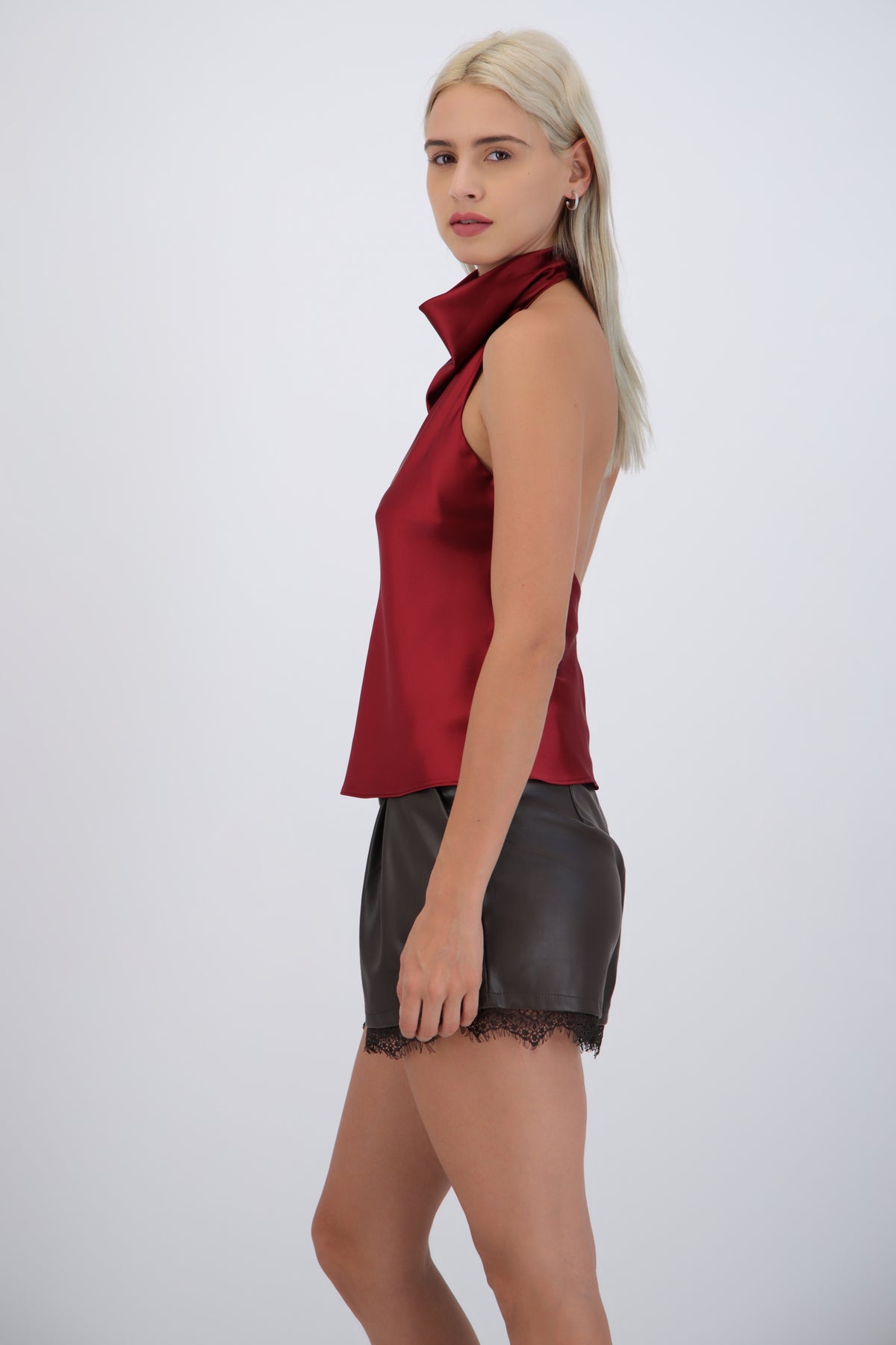 High Neck Satin Top